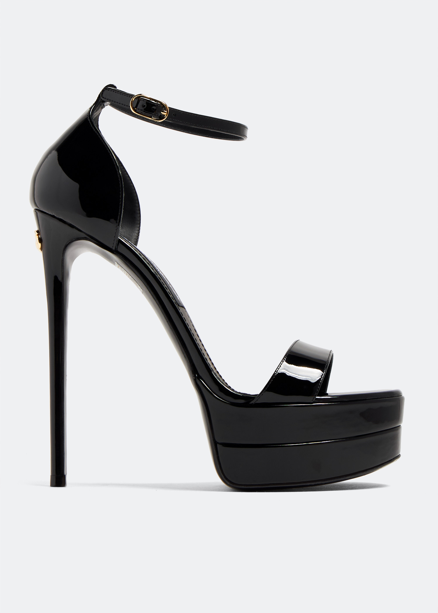 

Patent leather platform sandals, Black