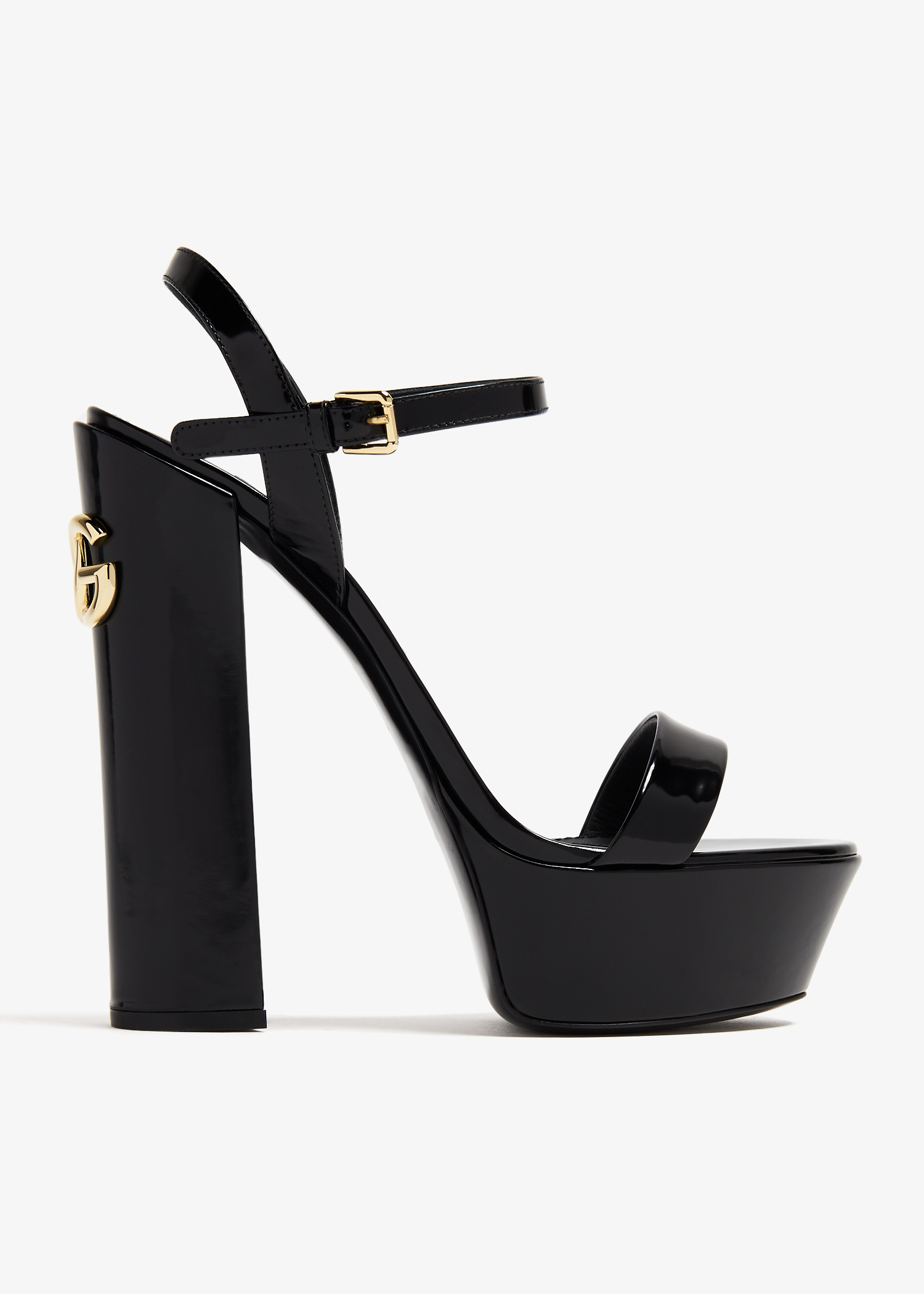 

Polished platform sandals, Black