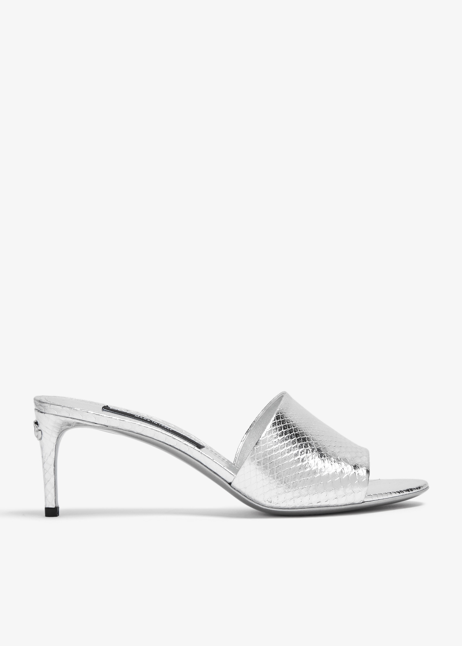 

Python printed mules, Silver