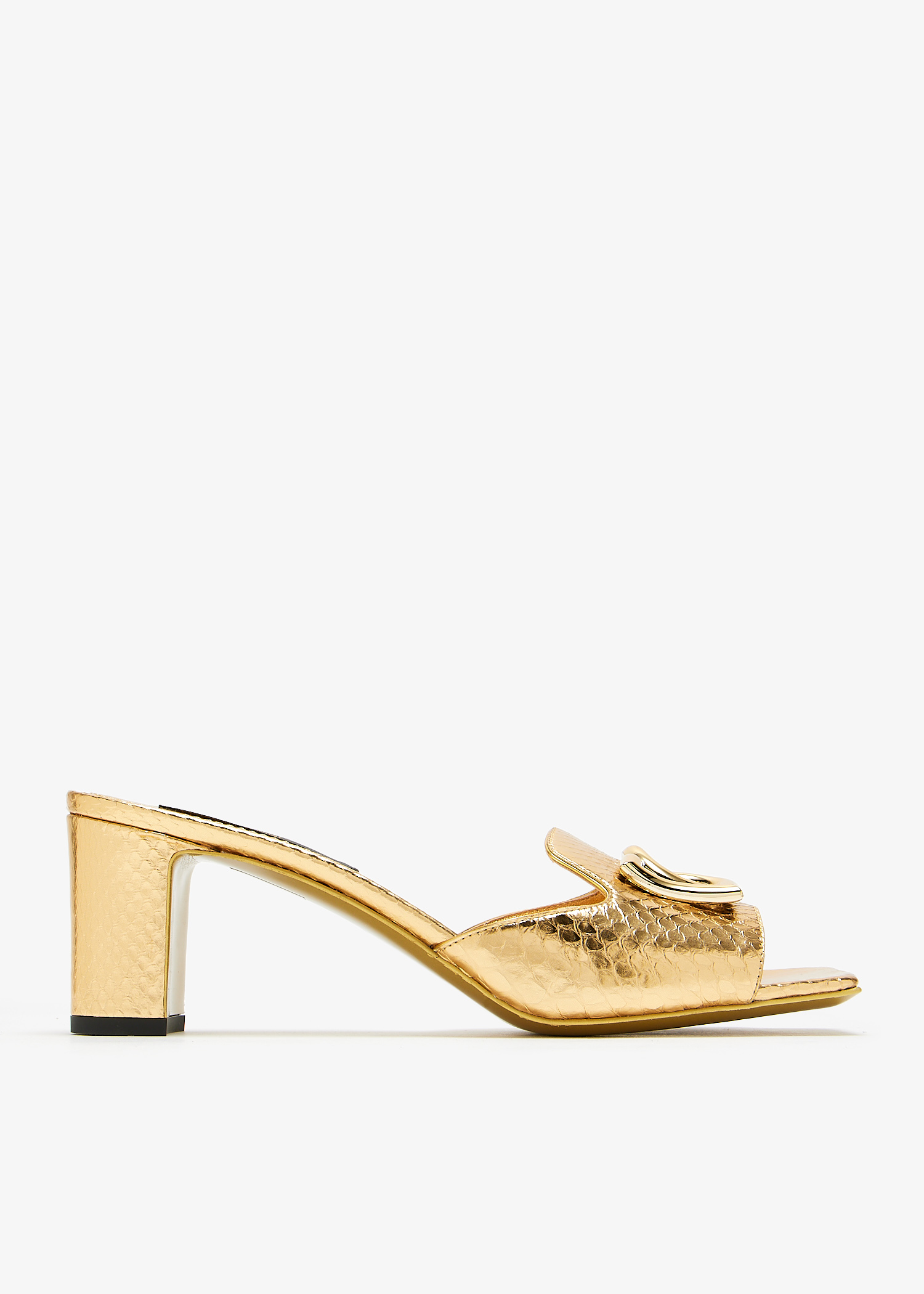 

DG logo foiled python skin sandals, Gold