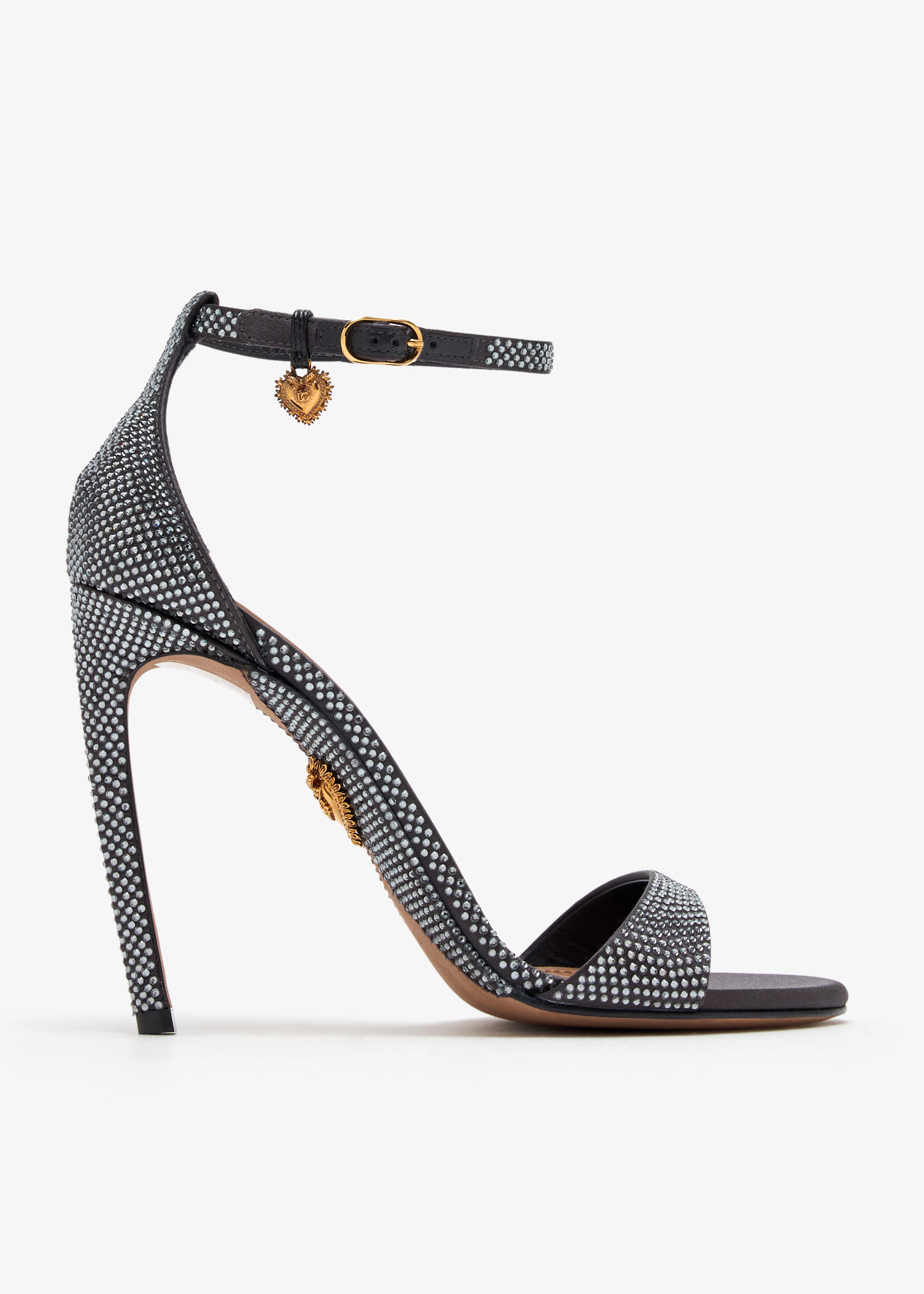 

Rhinestone-embellished satin sandals, Black