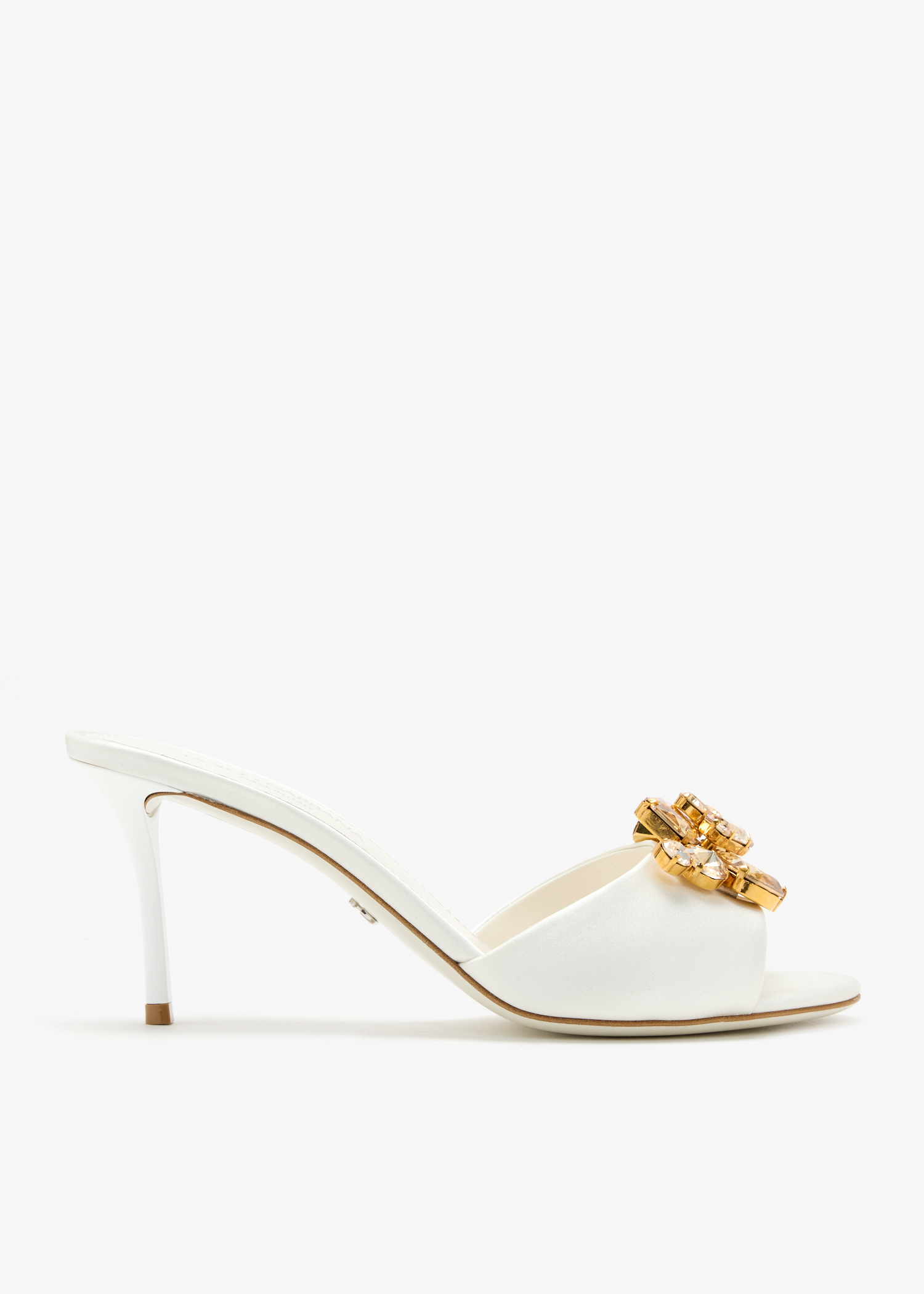 

Crystal satin mules, White