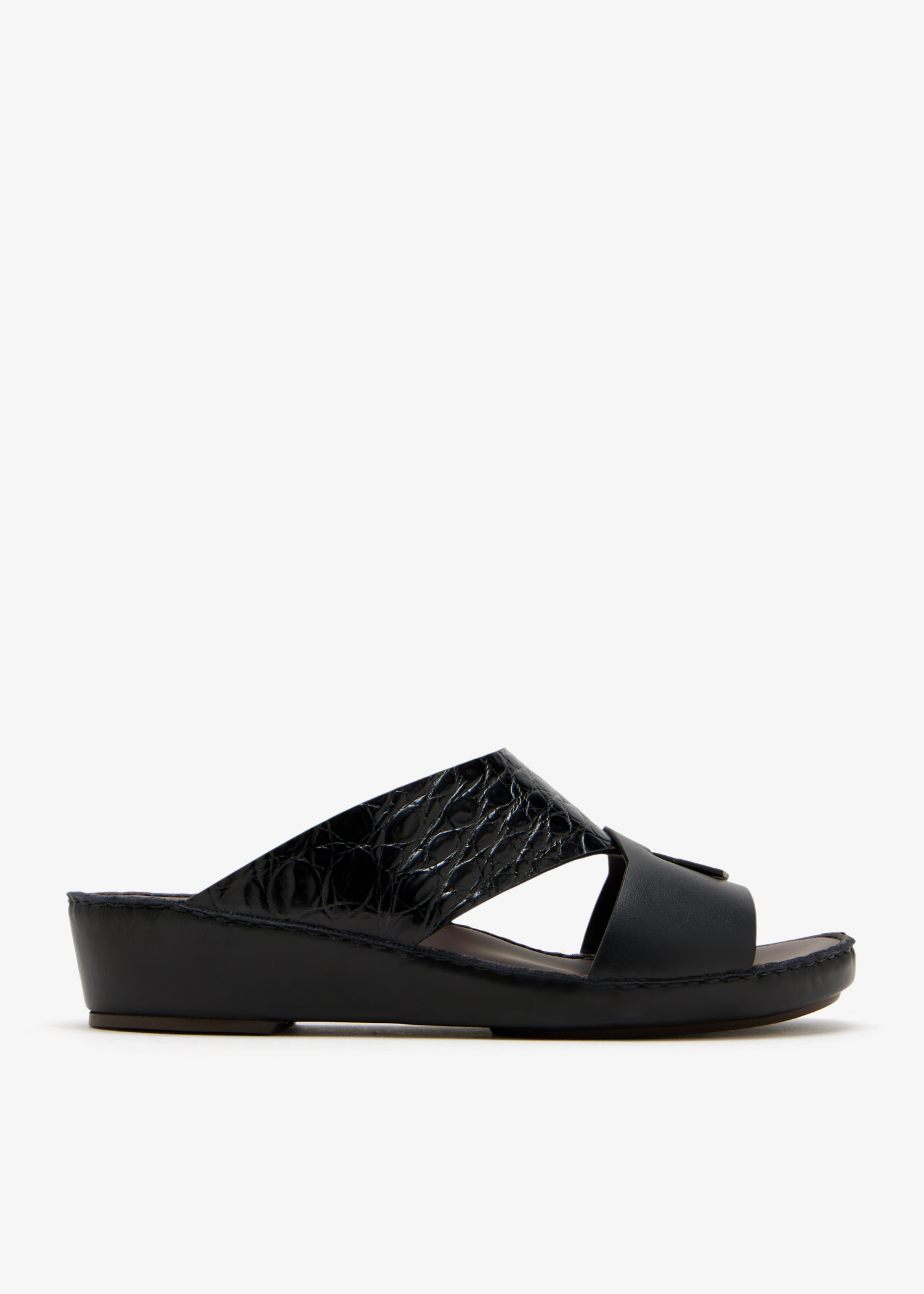 

Piega Cucire duo leather sandals, Black