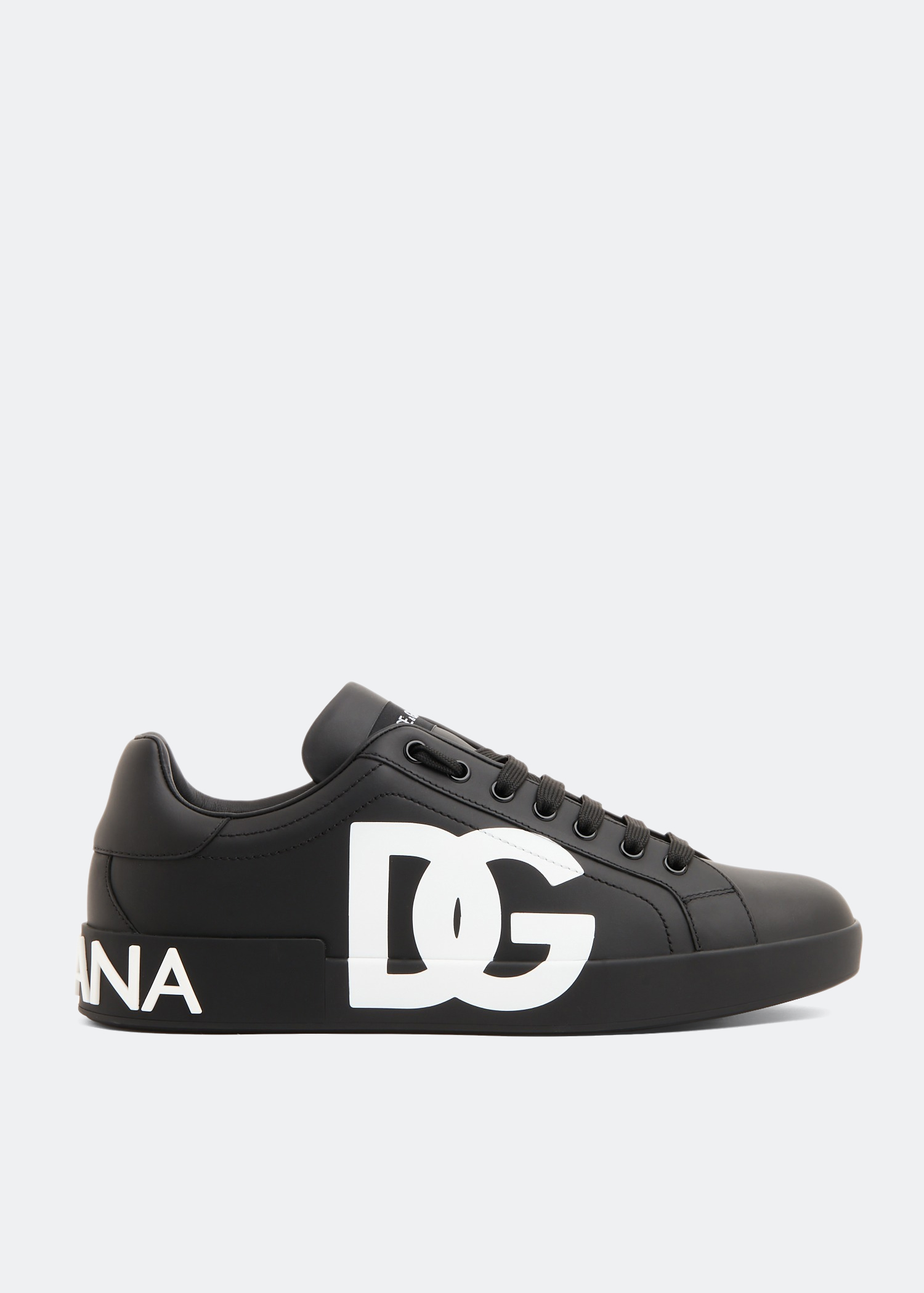 

Calfskin nappa Portofino sneakers with DG logo print, Black