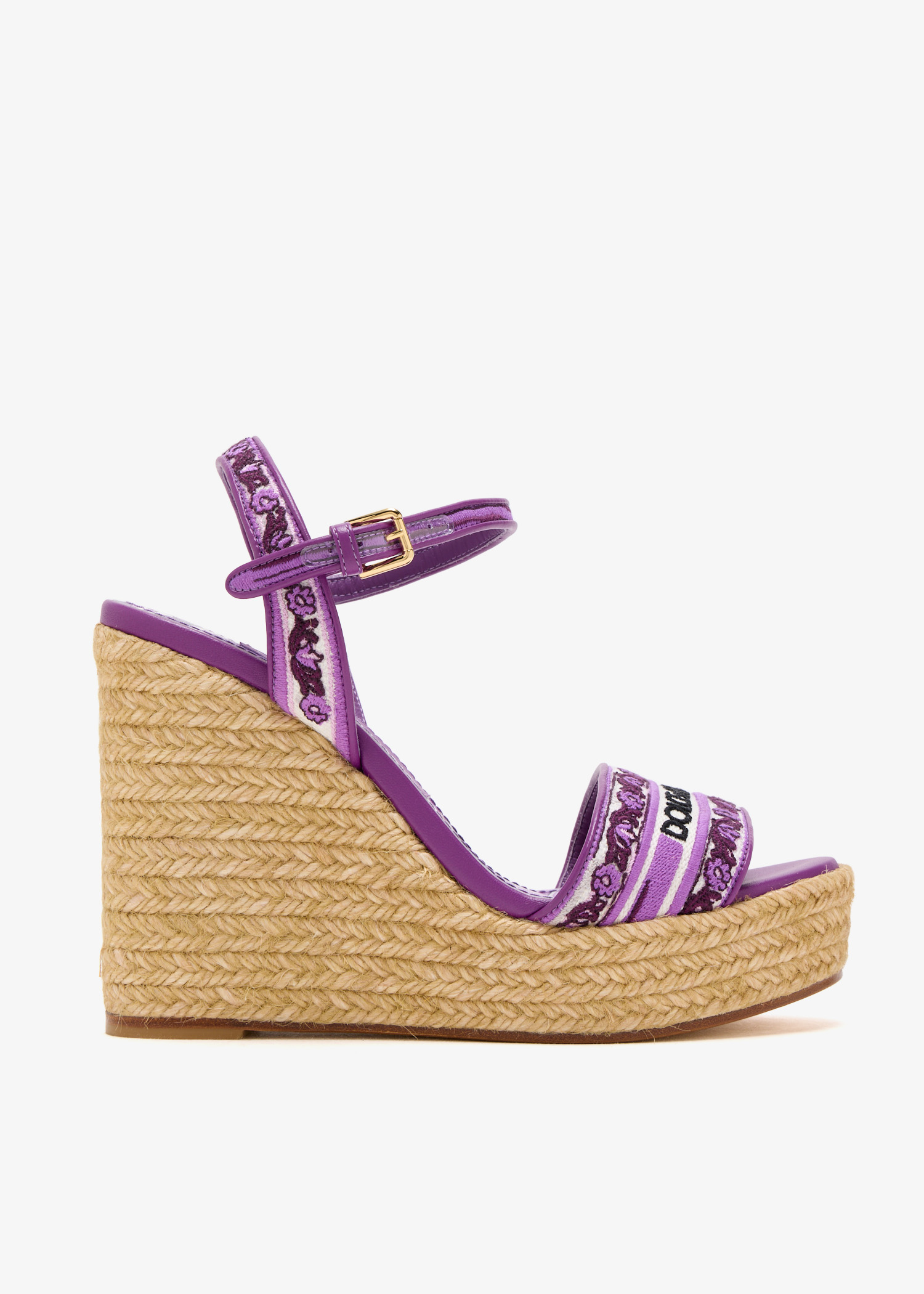 

Maiolica-embroidered wedge sandals, Multicolored