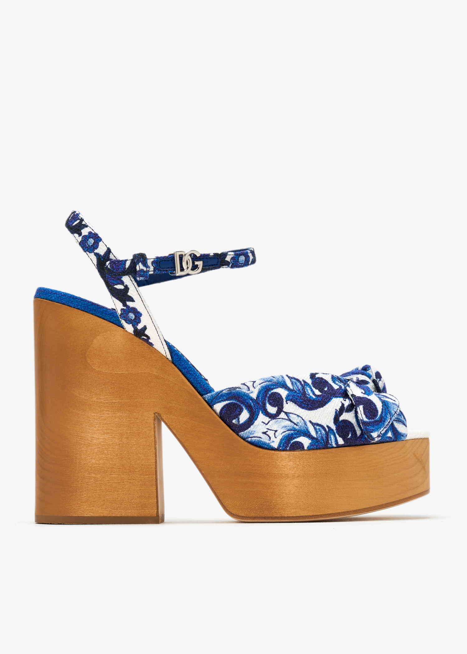 

Maiolica-print wedge sandals, Blue