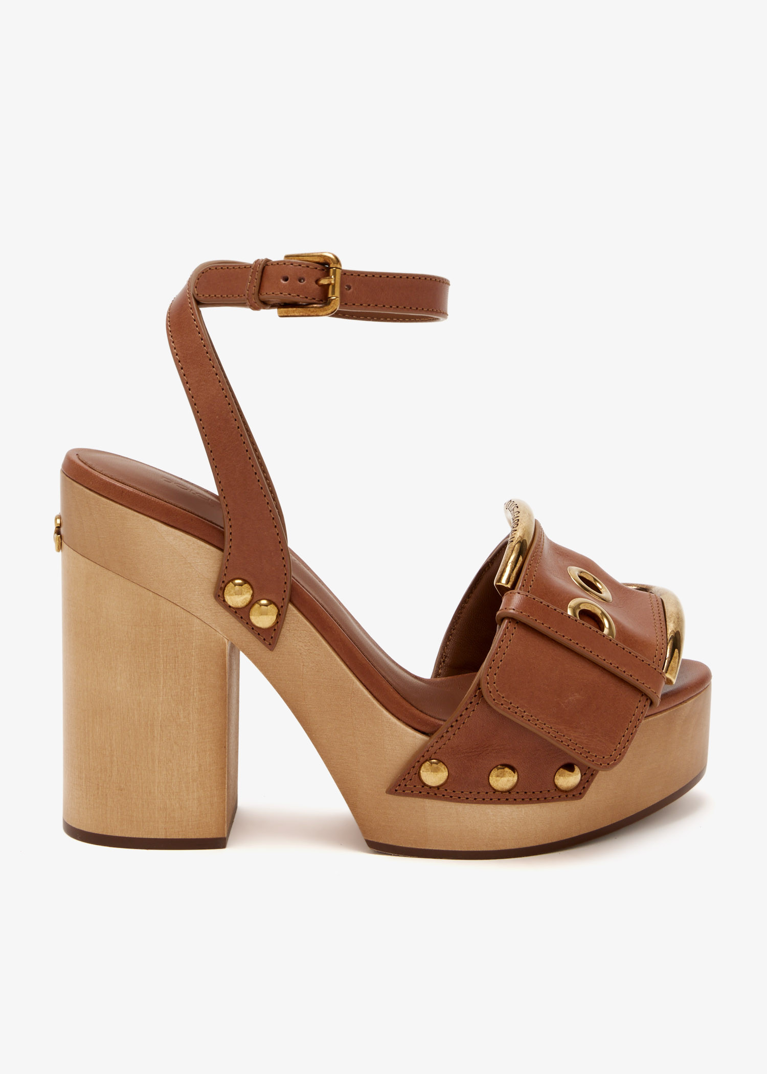 

Cowhide wedge sandals, Brown