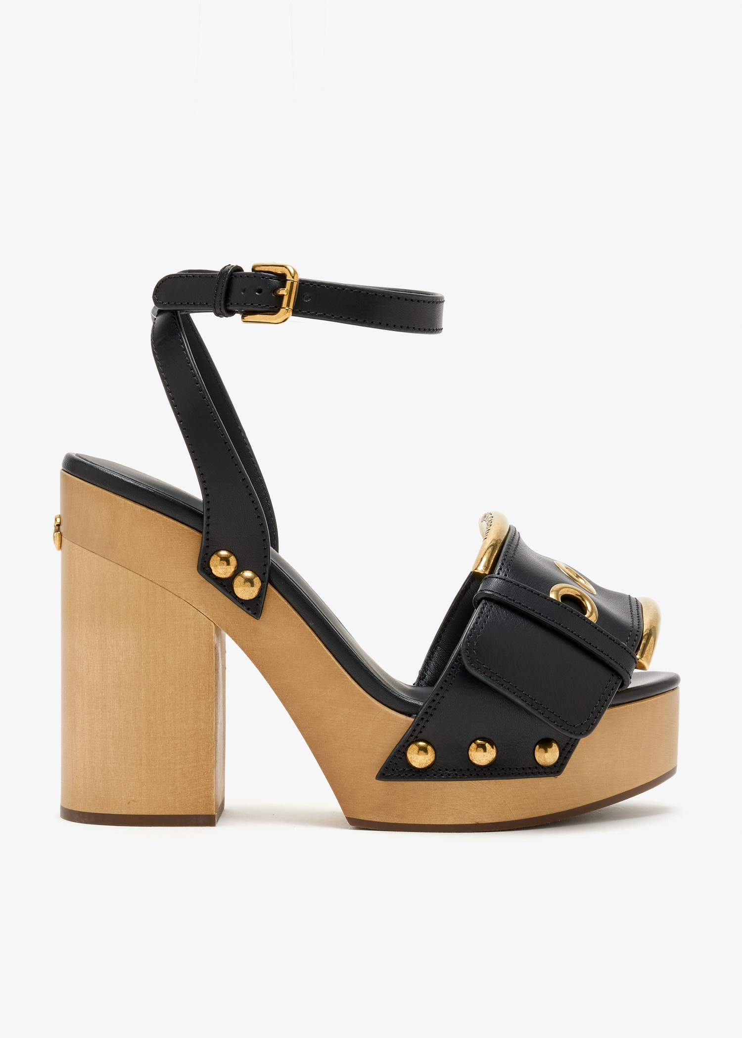 

Cowhide wedge sandals, Black