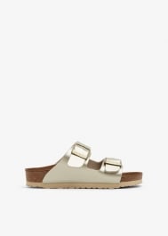 birkenstock arizona rose gold flat sandals