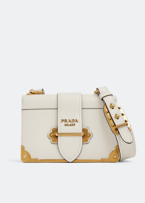 Prada Cahier leather shoulder bag for Women - White in KSA | Level Shoes