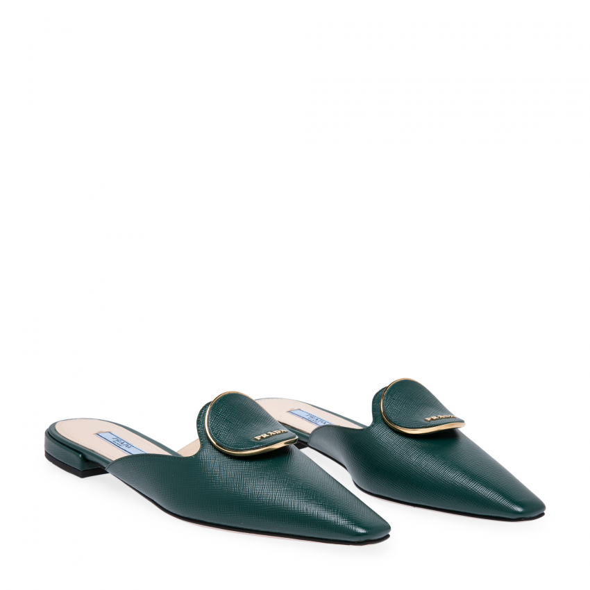 Prada Brushed leather mules for Women - Green in KSA | Level Shoes