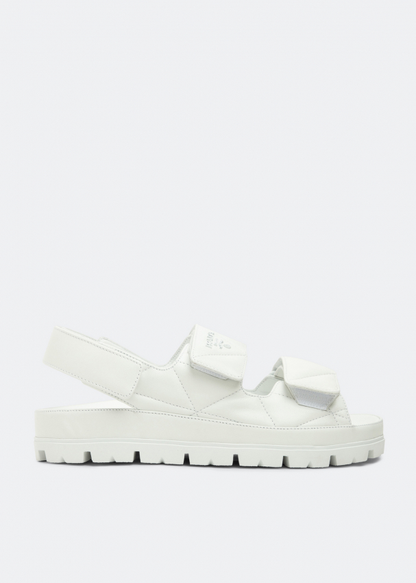 Prada Padded nappa leather sandals for Women - White in KSA | Level Shoes