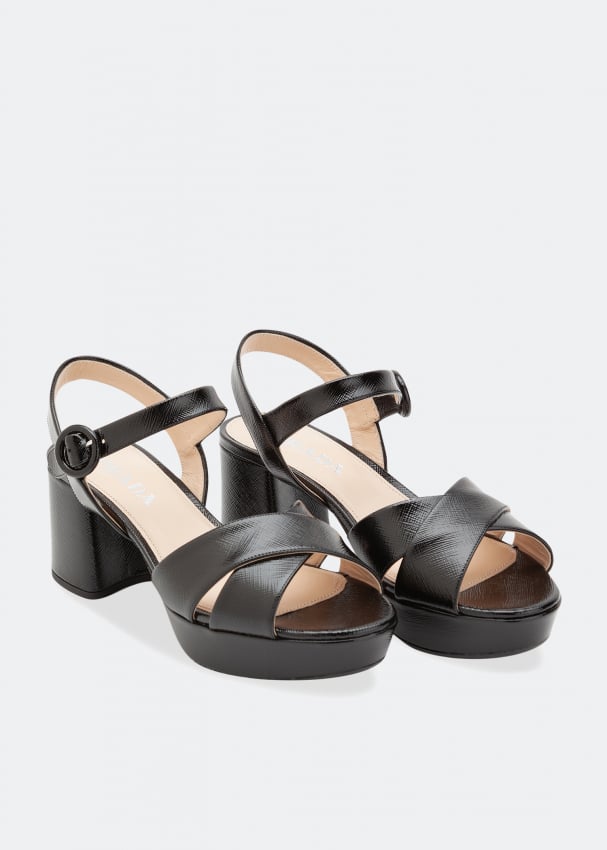 Prada Patent leather sandals for Women - Black in KSA | Level Shoes