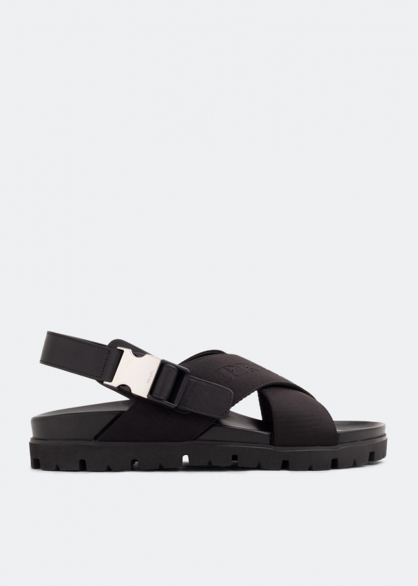 Prada Criss-cross leather sandals for Men - Black in KSA | Level Shoes
