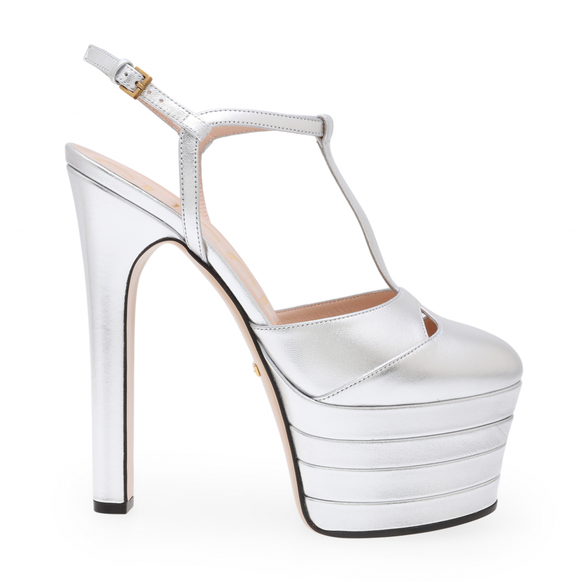 Gucci Leather platform sandals for Women - Silver in KSA | Level Shoes