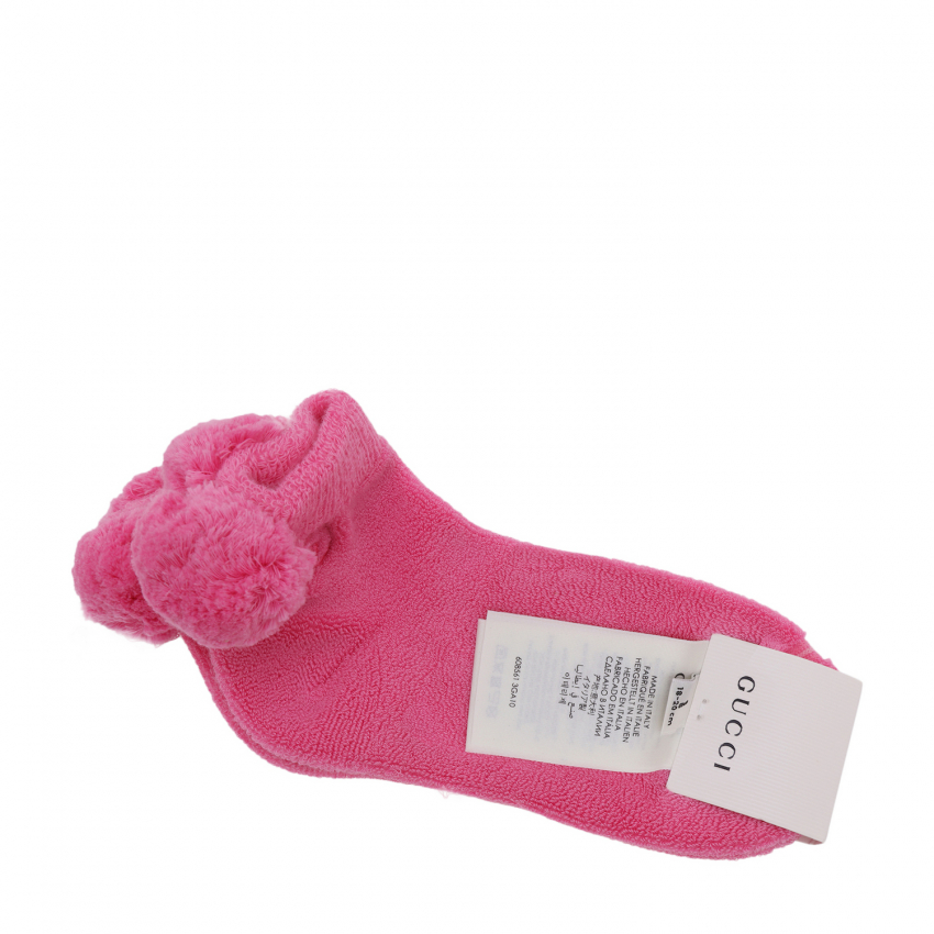 Gucci Cotton socks with pom-pom for Women - Pink in KSA | Level Shoes