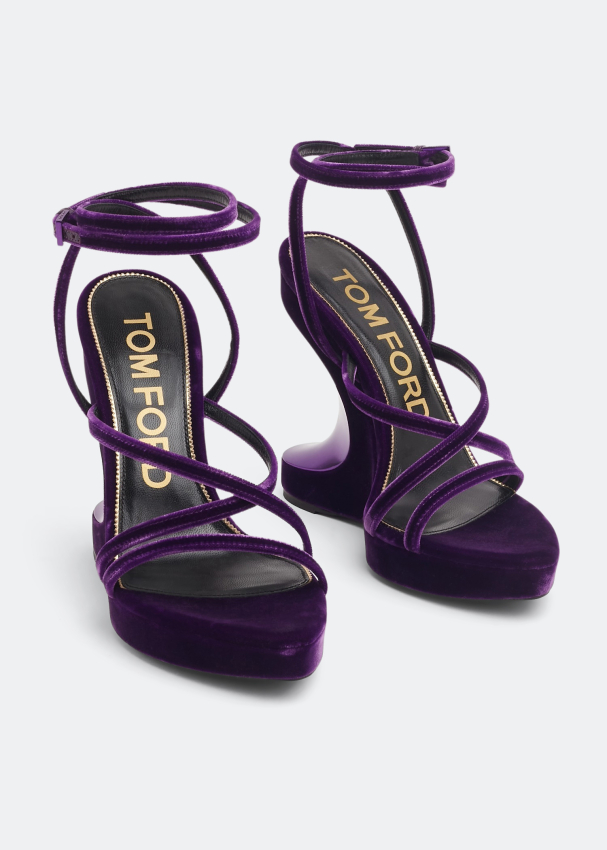 Tom Ford Velvet wavy wedge sandals for Women - Purple in KSA | Level Shoes