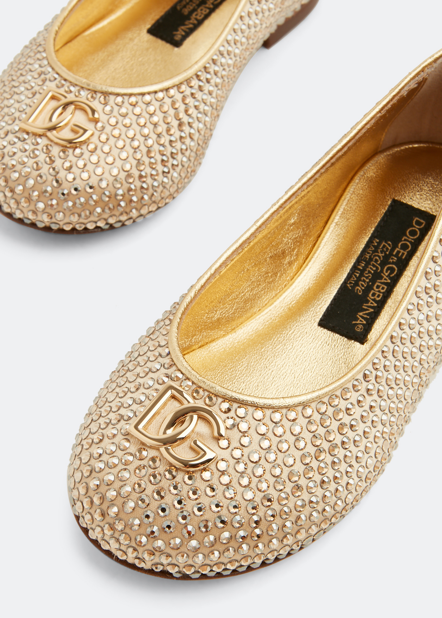 

Crystal-embellished ballerinas, Gold