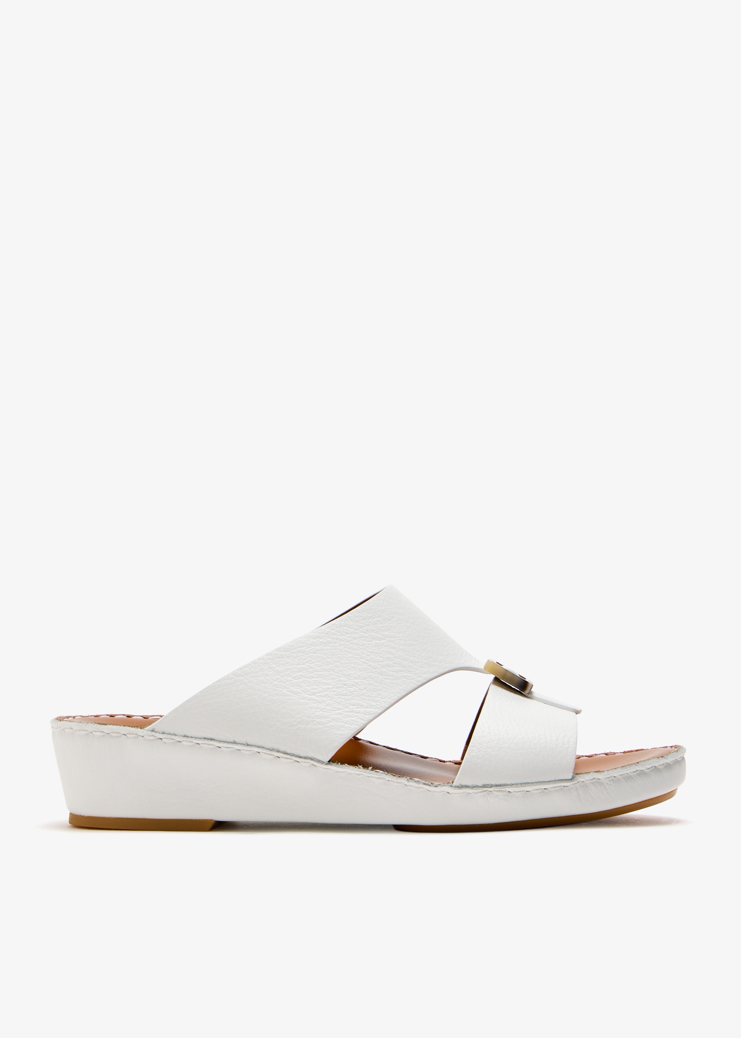

Quadratura cuerno deercalf sandals, White