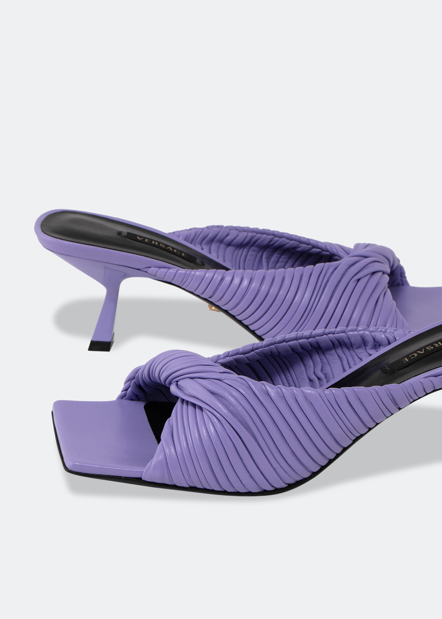 

Plissé nappa leather mules, Purple