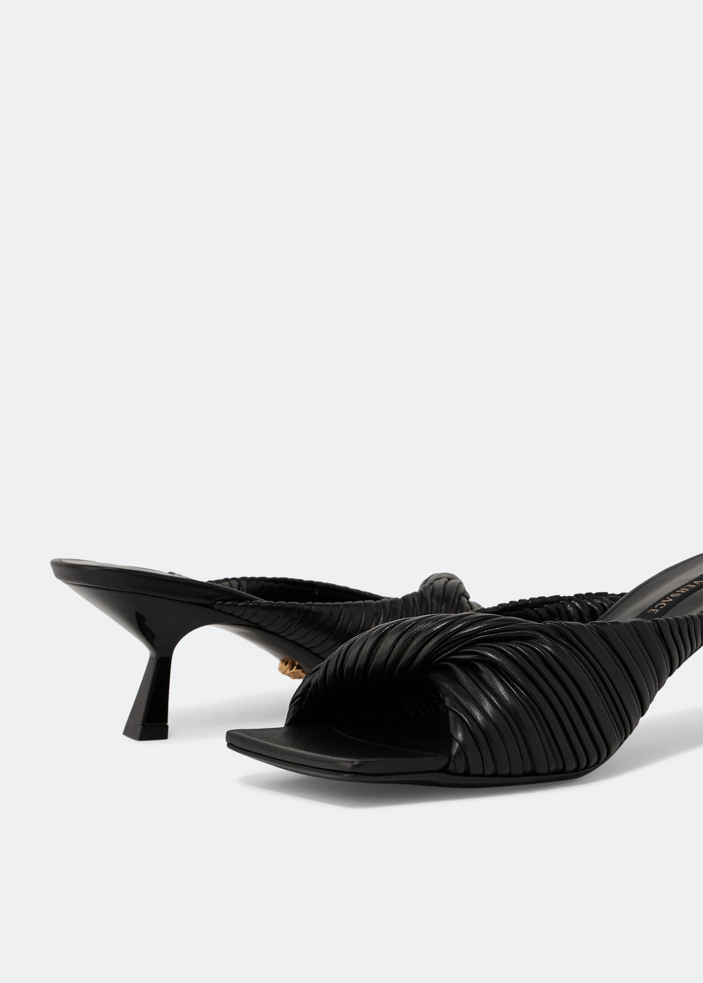 

Plissé mules, Black