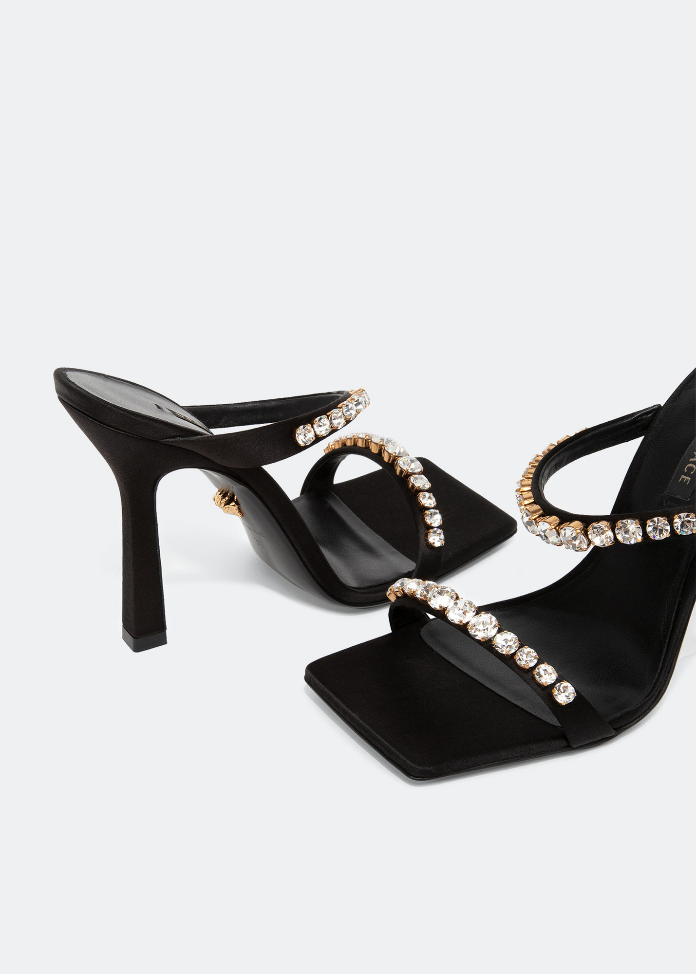 

Rhinestone mules, Black