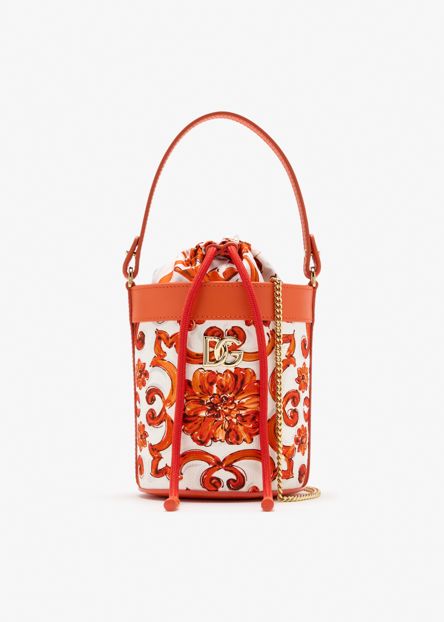 

Majolica-print bucket bag, Printed