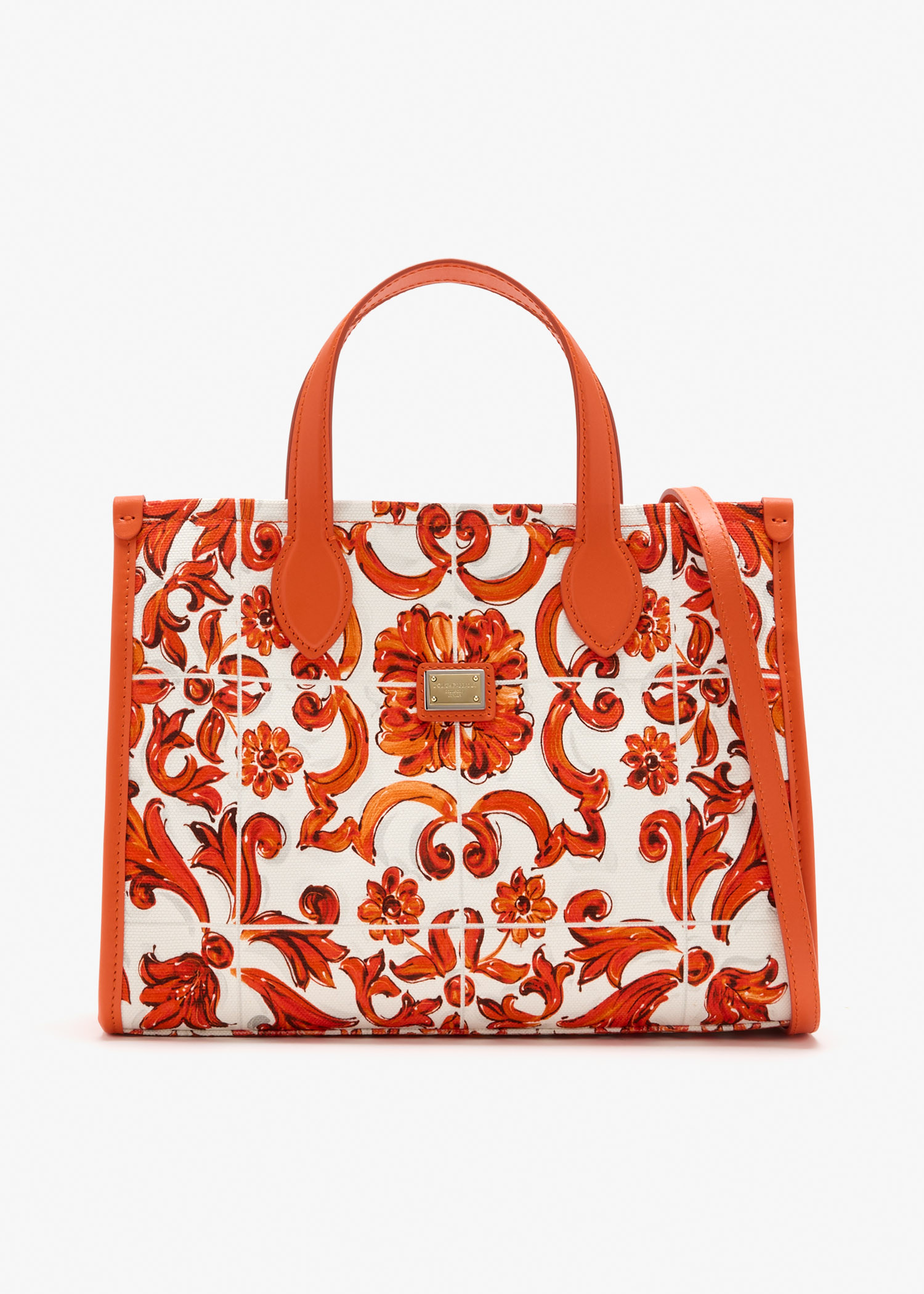 

Majolica-print tote bag, Orange