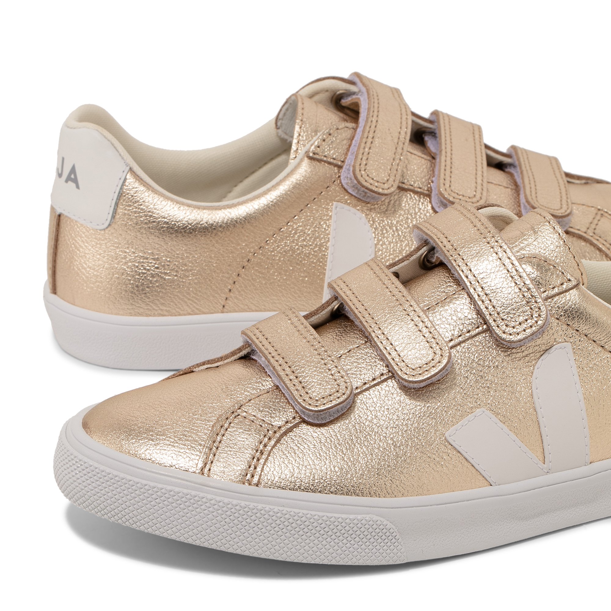 

3-lock leather sneakers, Gold