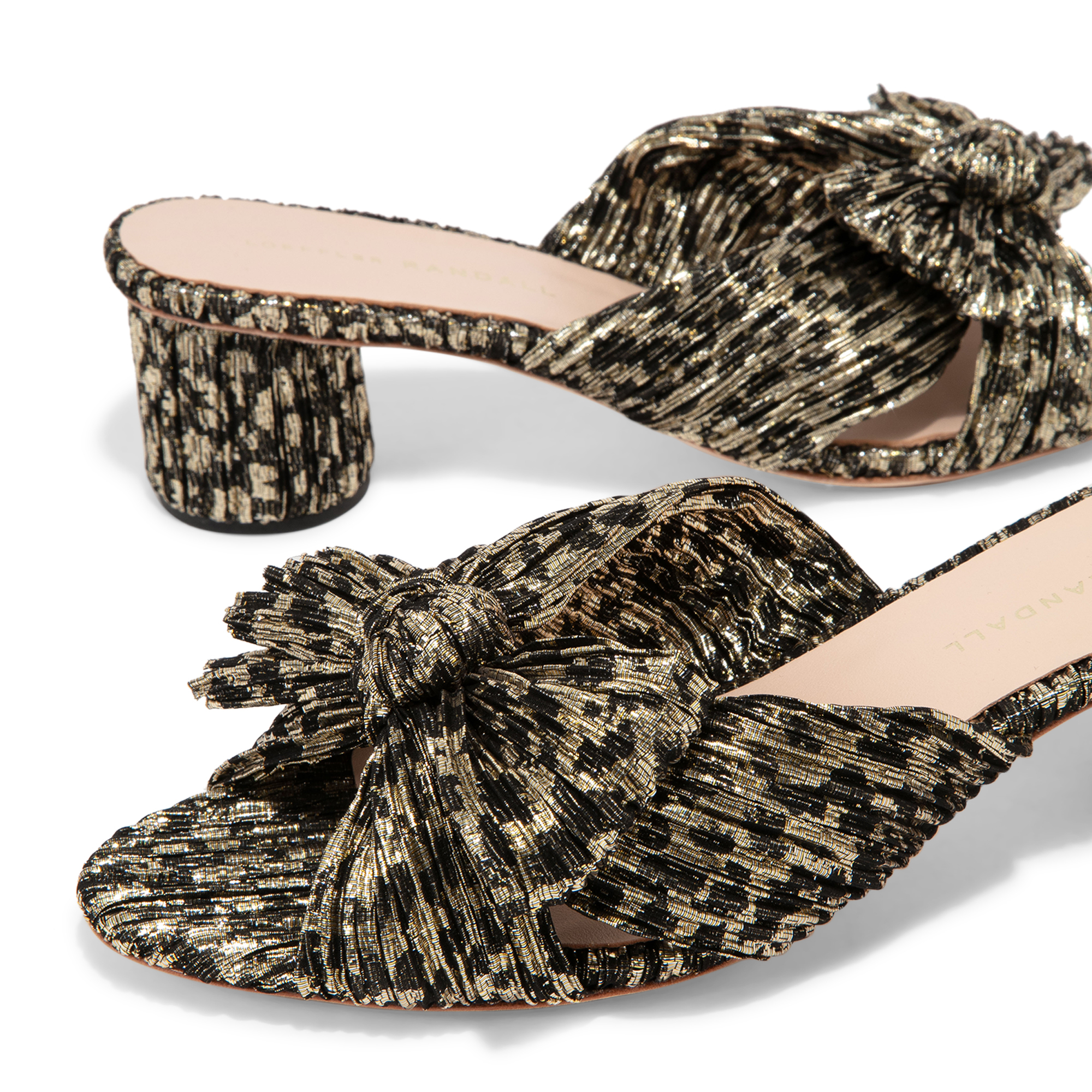 

Emilia pleated knot mules, Animal print