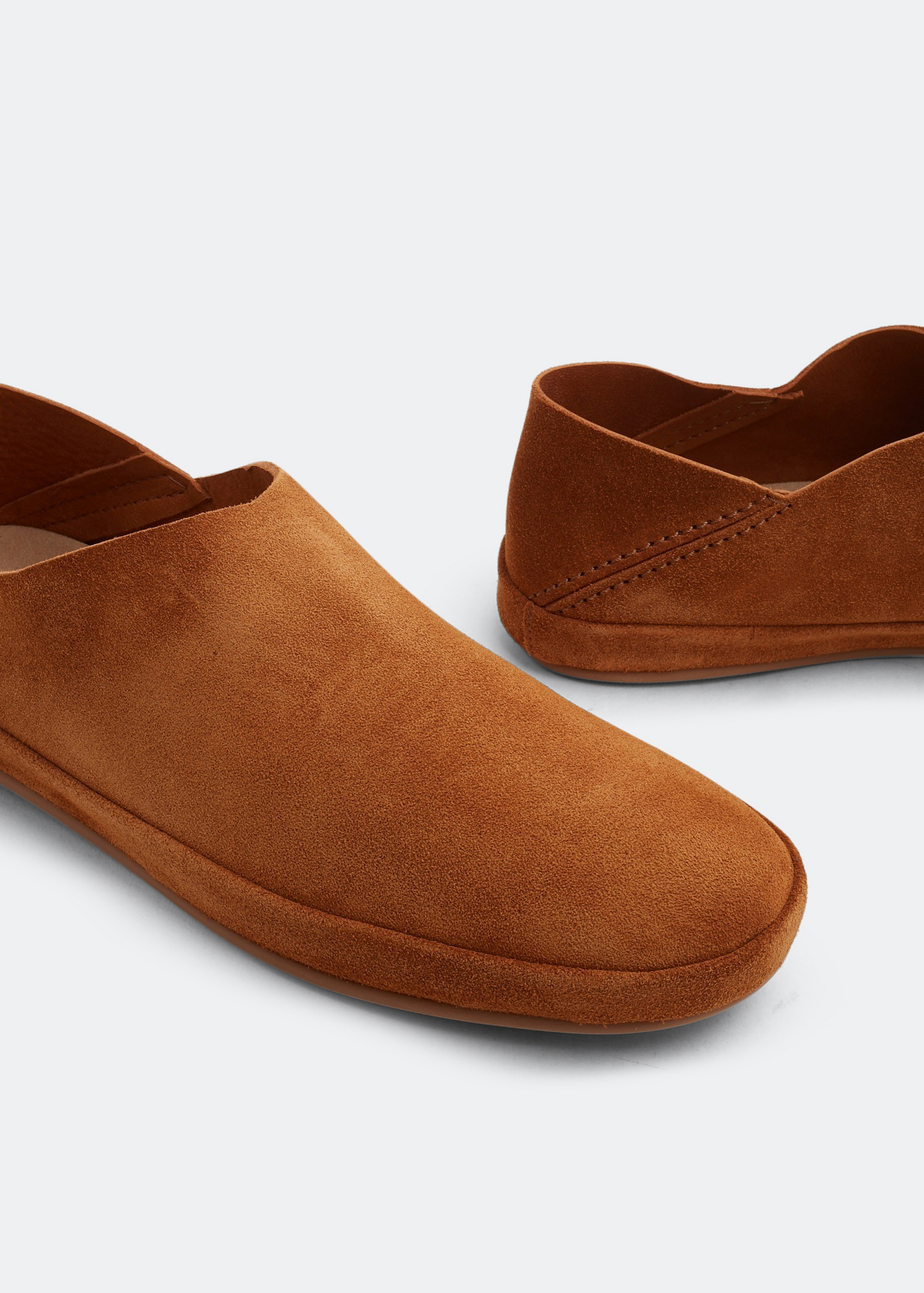 

Foldable suede slippers, Brown