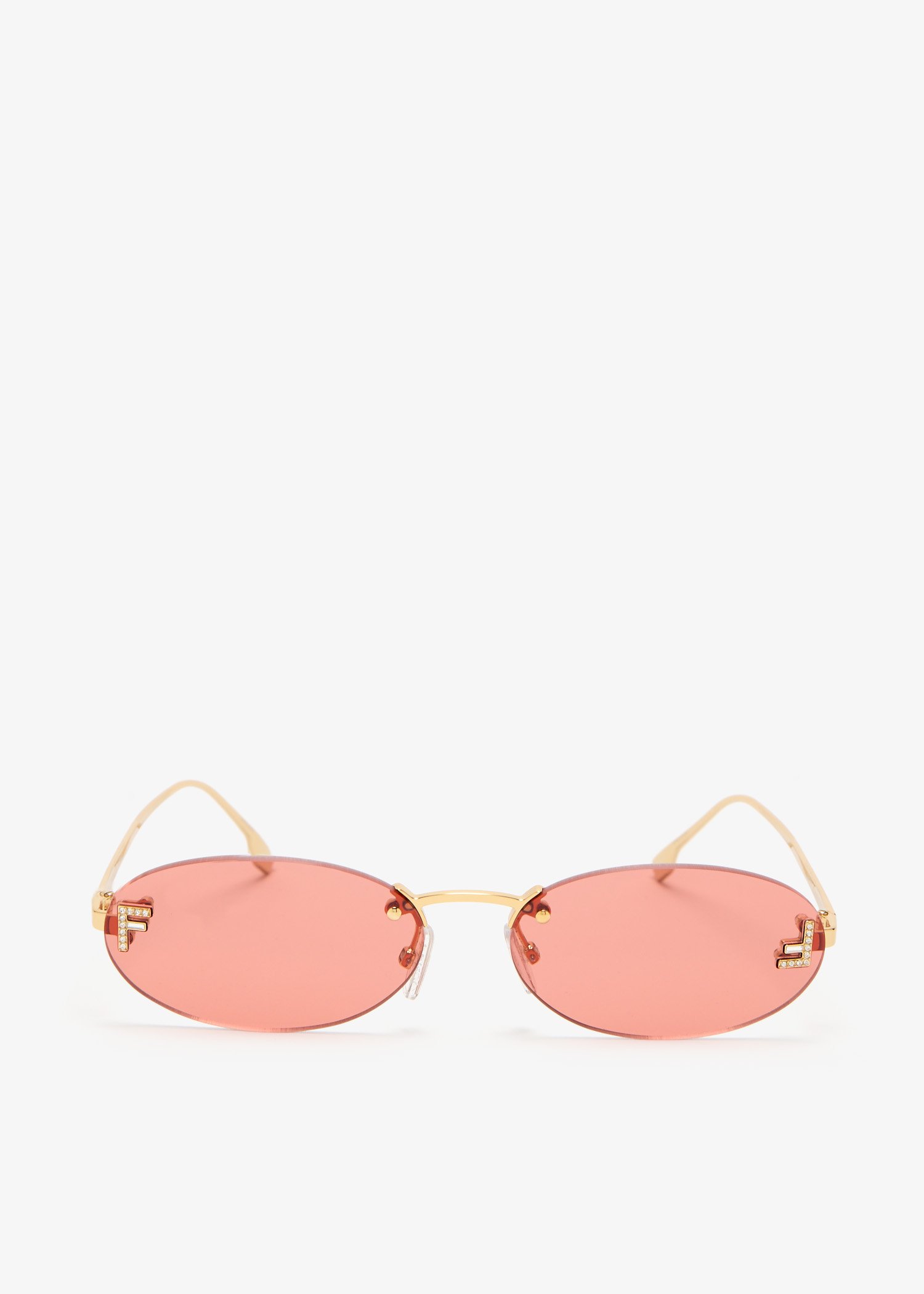 

Fendi First Crystal oval sunglasses, Gold