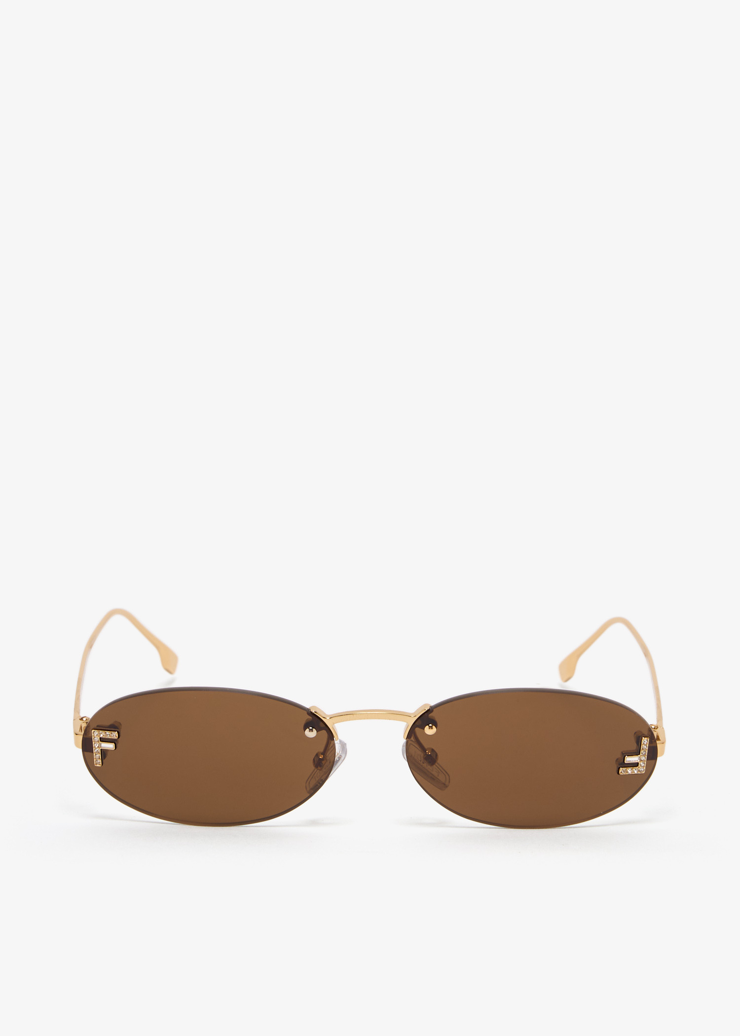 

Fendi First Crystal oval sunglasses, Gold