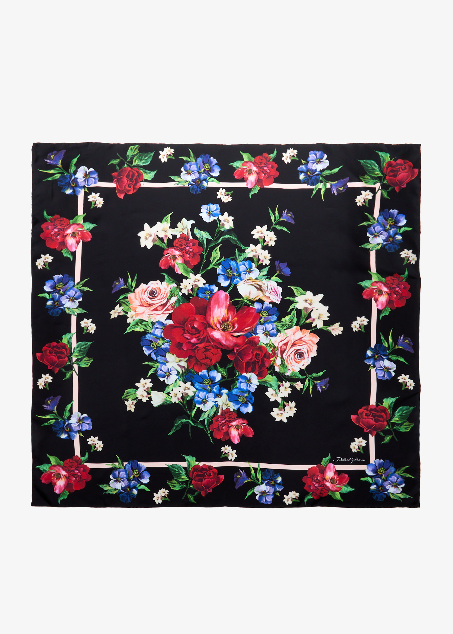 

Floral-print silk twill foulard, Printed