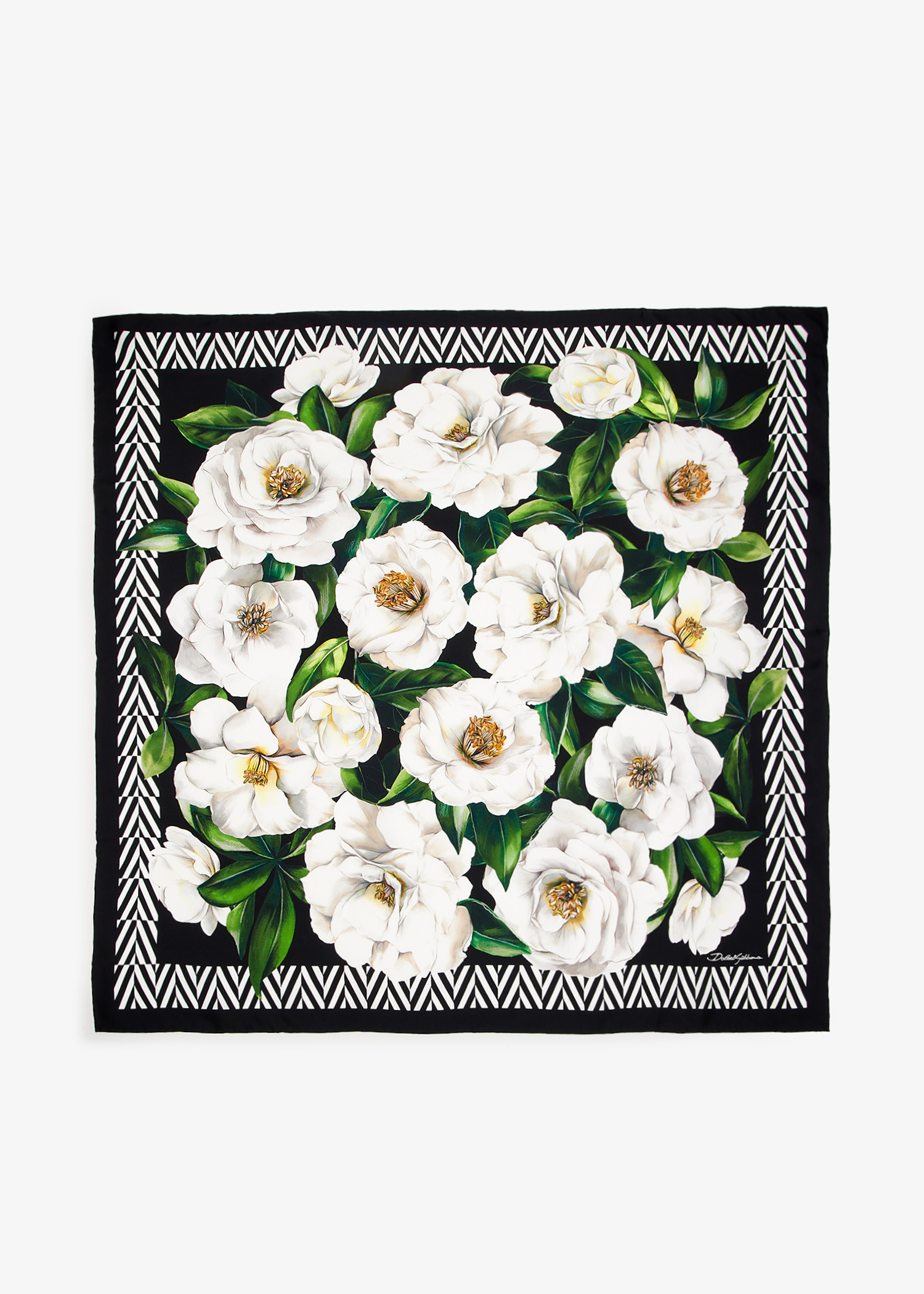 

Gardenia-print silk twill foulard, Printed