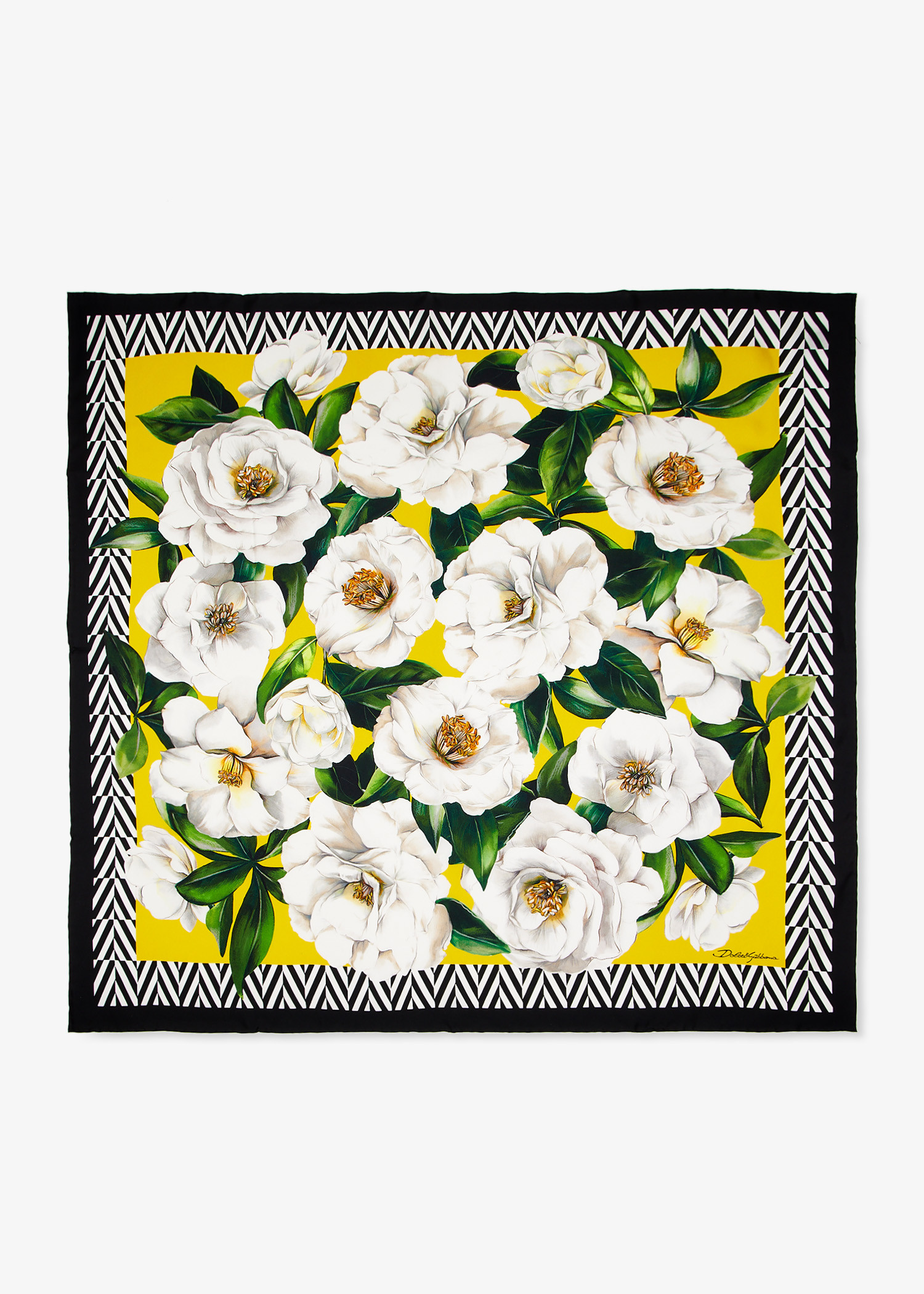 

Gardenia-print silk twill foulard, Printed