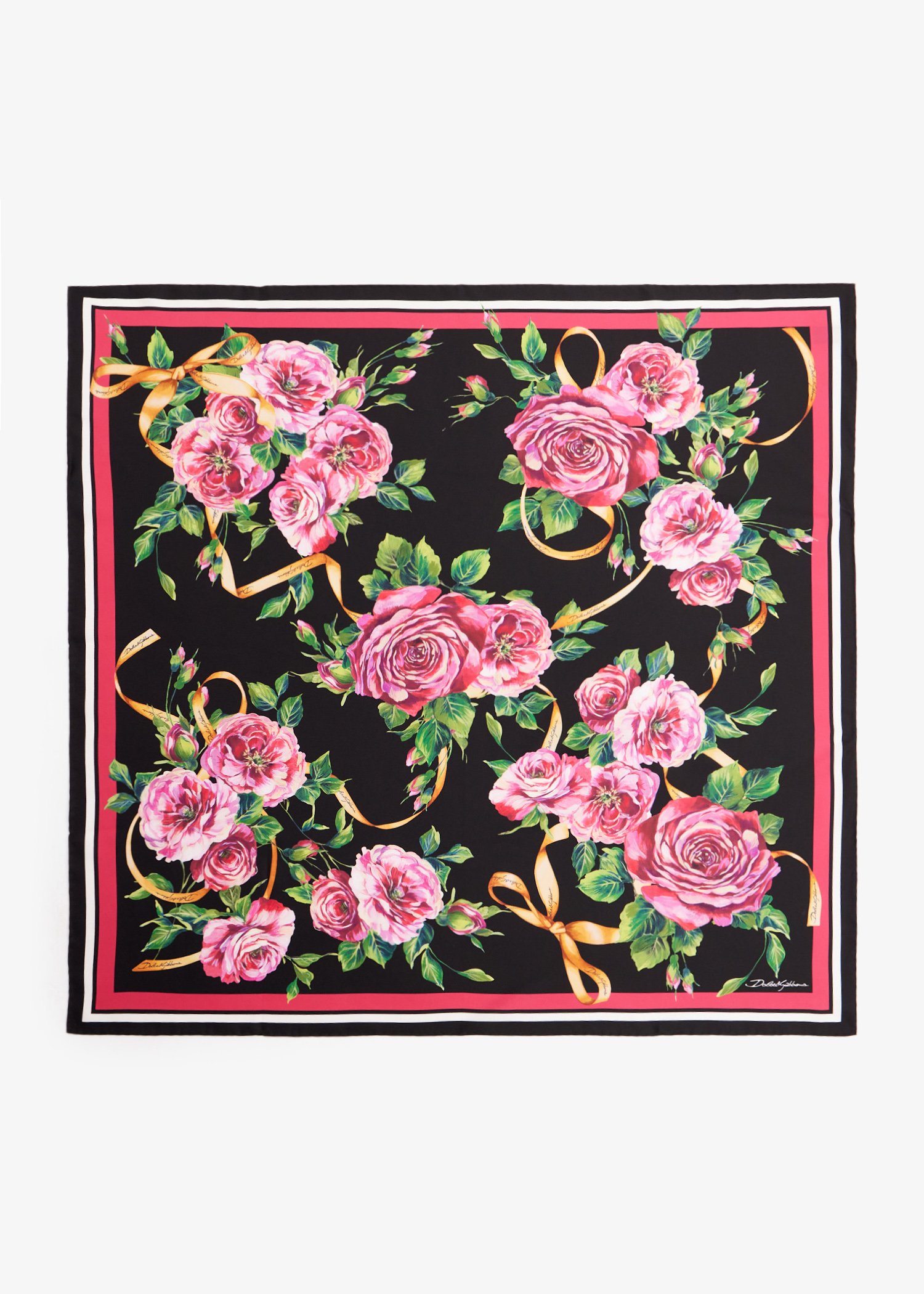 

Rose-print silk twill foulard, Printed