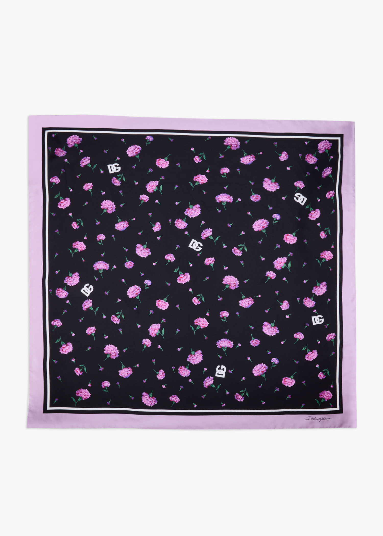 

Carnations-print silk twill scarf, Printed