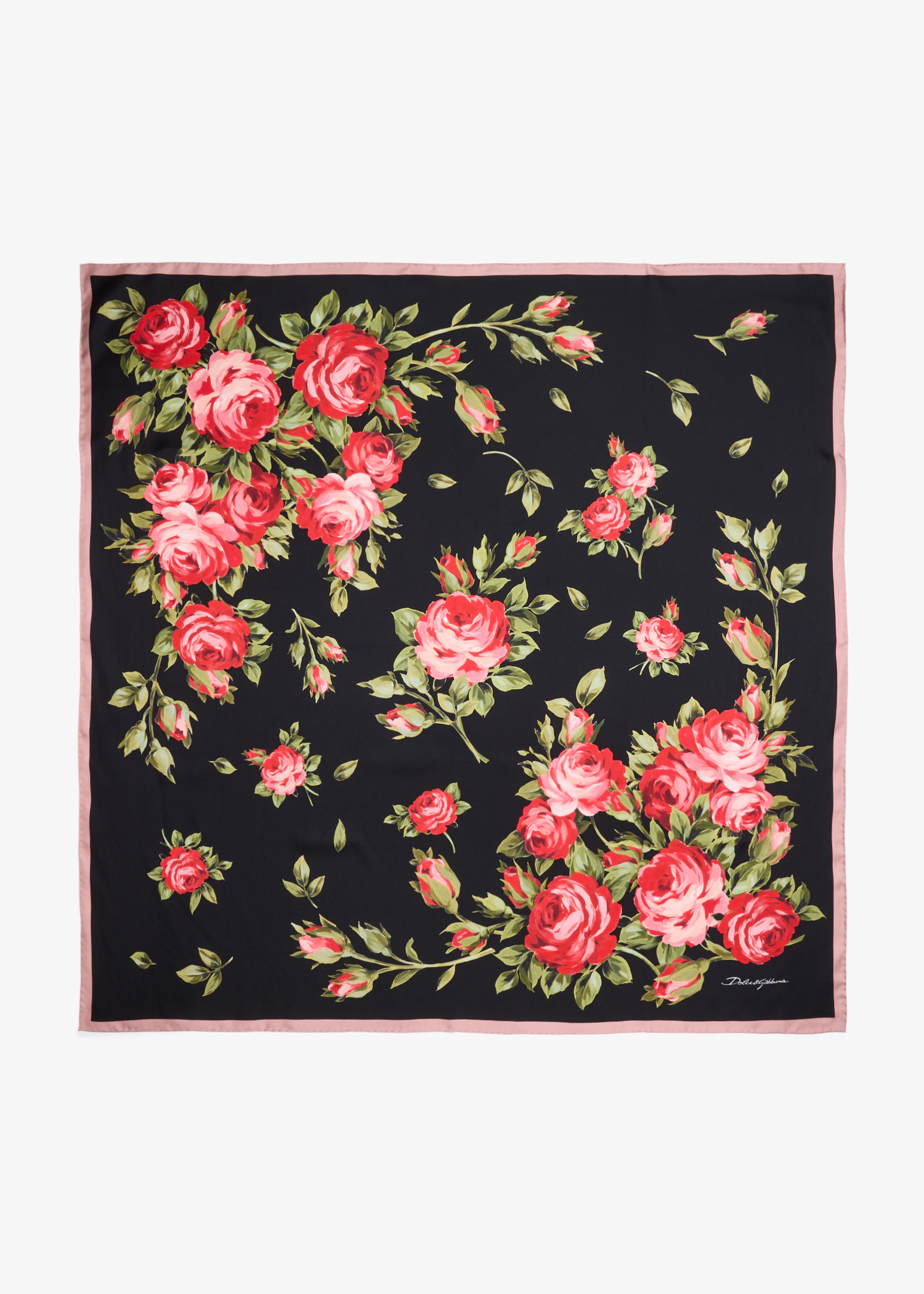 

Rose-print silk twill scarf, Printed