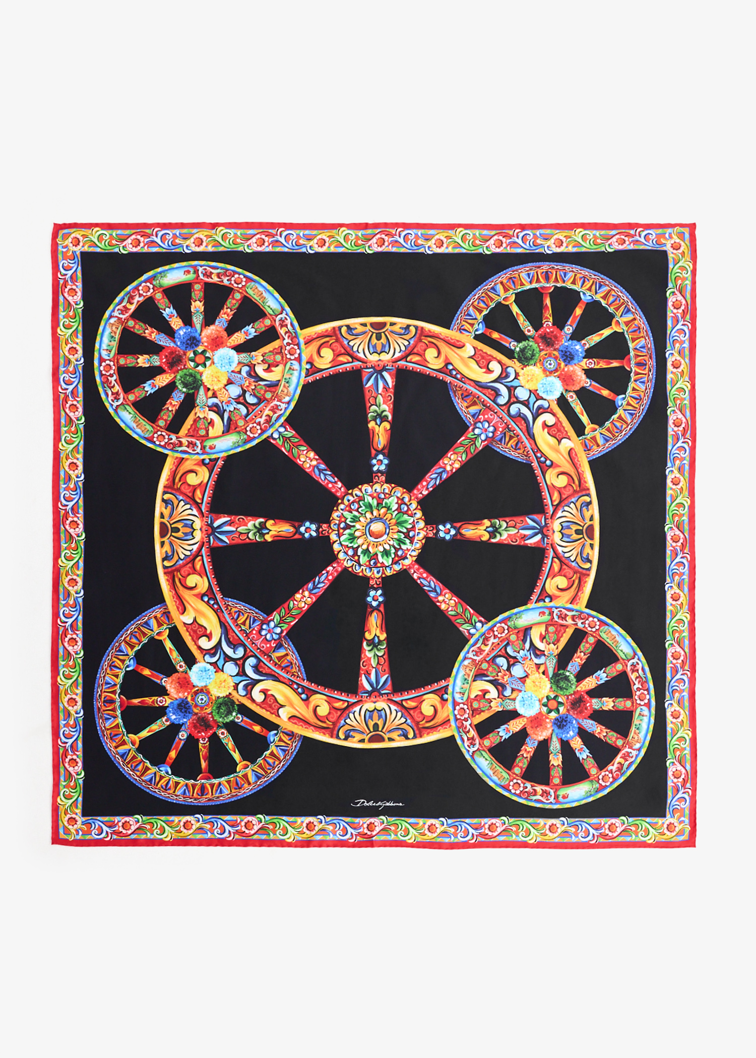 

Carretto-print Silk twill scarf, Multicolored