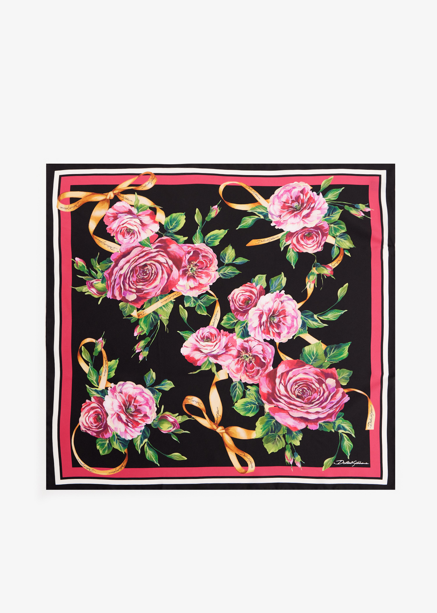 

Rose-print silk twill foulard, Printed