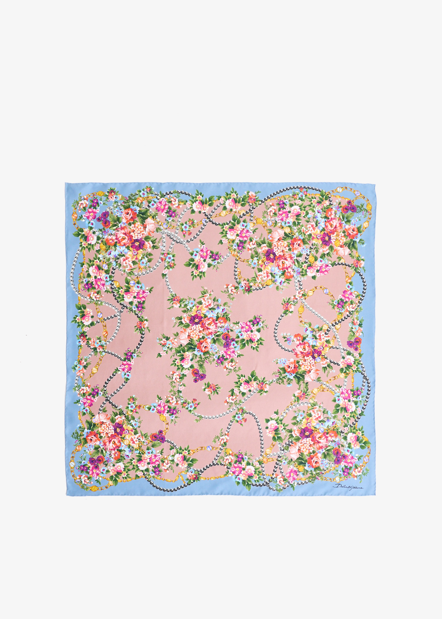 

Flower bouquets-print silk twill scarf, Printed