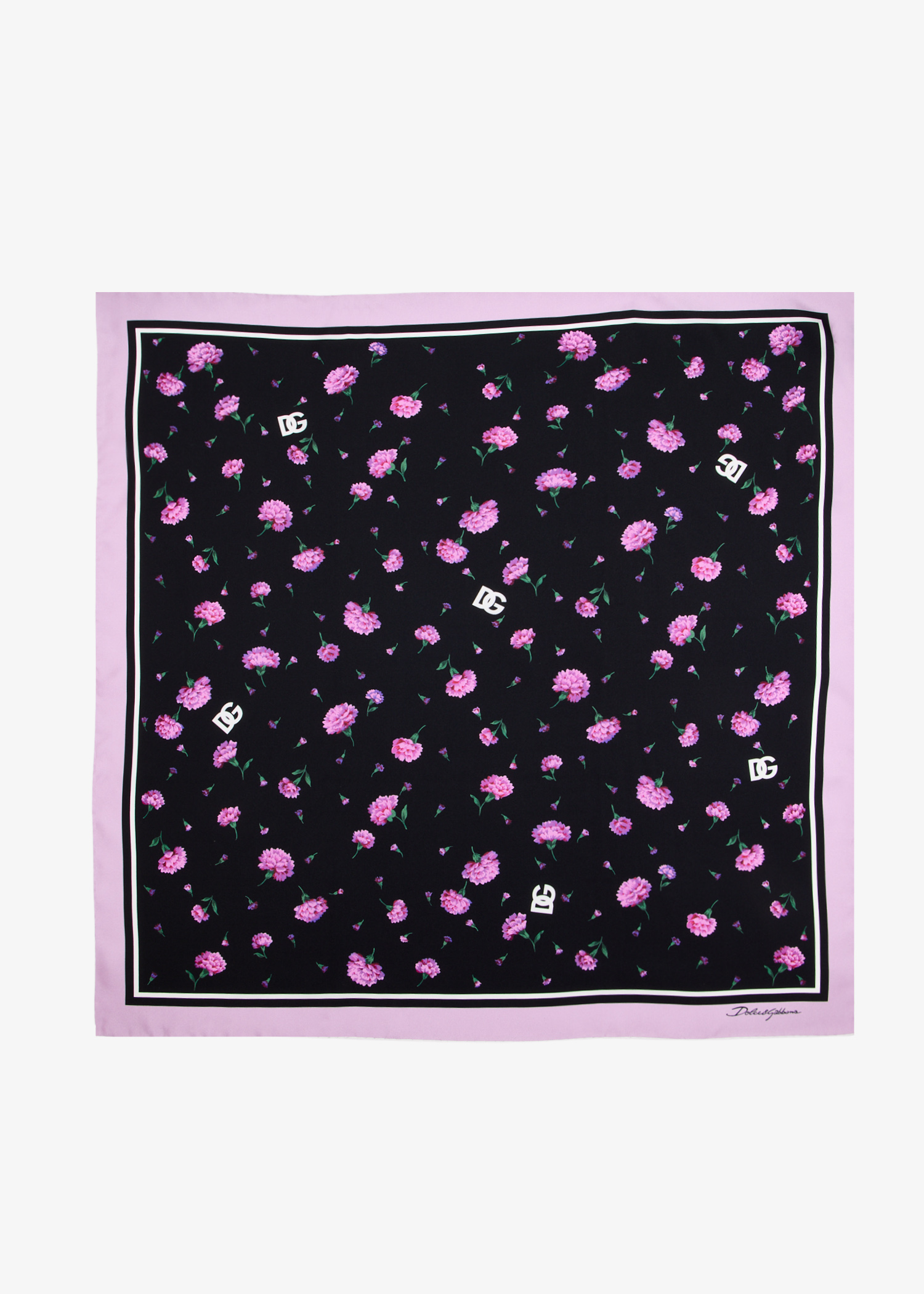 

Carnations-print silk twill scarf, Printed