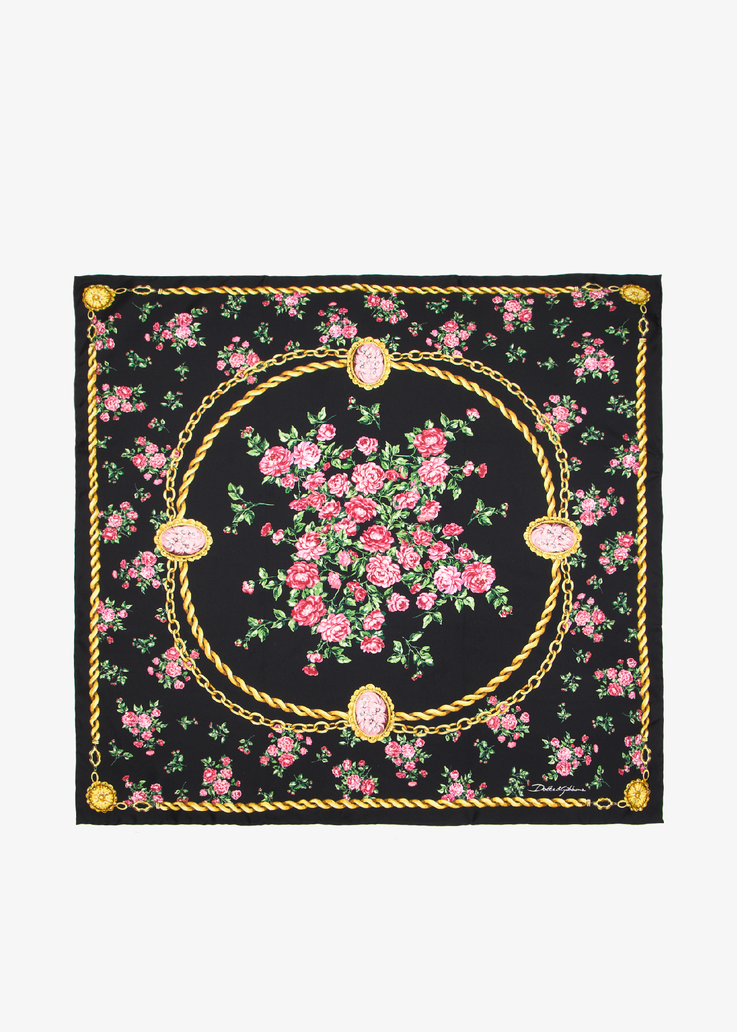 

Rose-print silk twill scarf, Printed