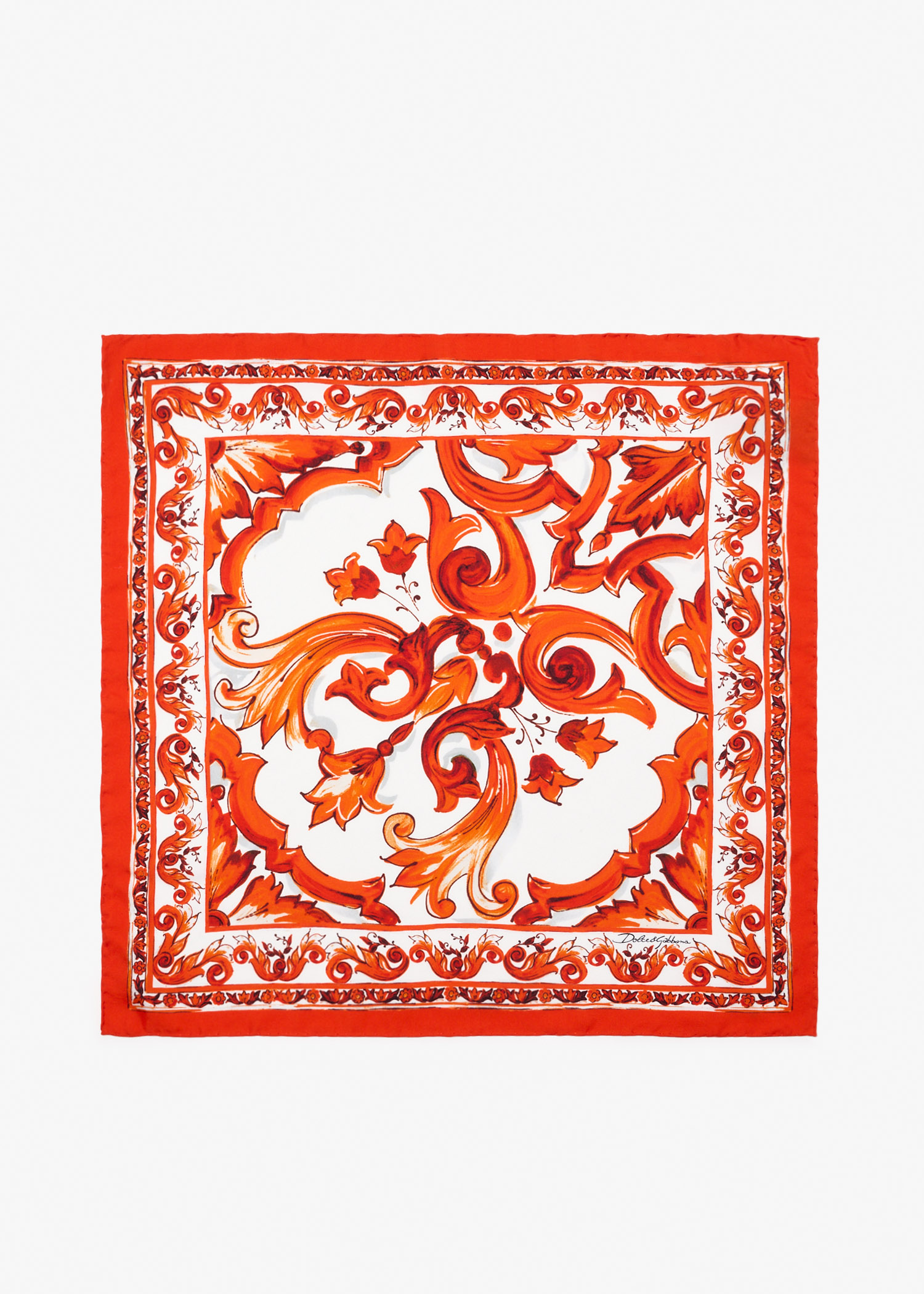 

Majolica-print silk twill scarf, Printed
