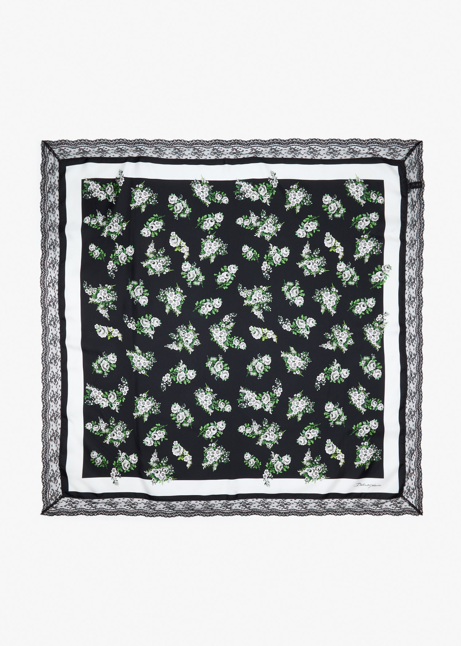 

Flower bouquets-print silk twill scarf, Printed
