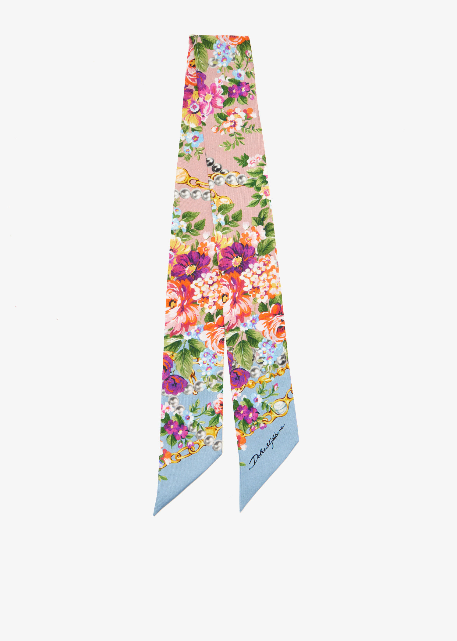 

Flower bouquets-print silk twill bandeau, Printed