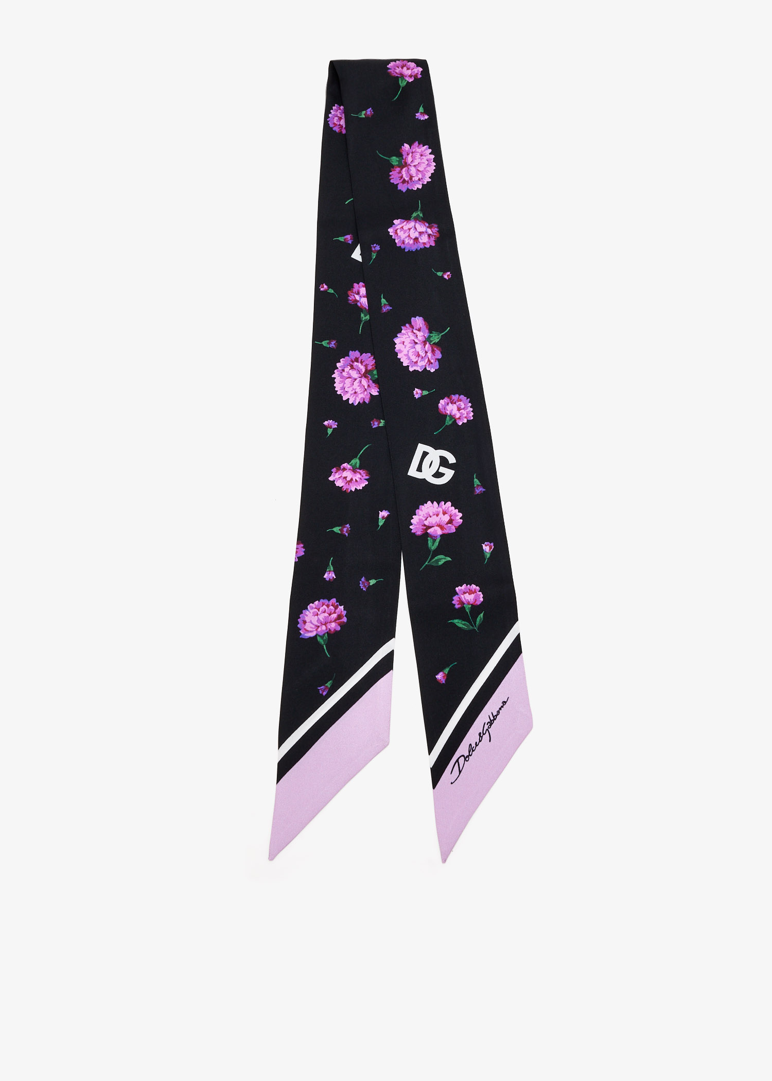 

Carnations-print silk twill bandeau, Printed