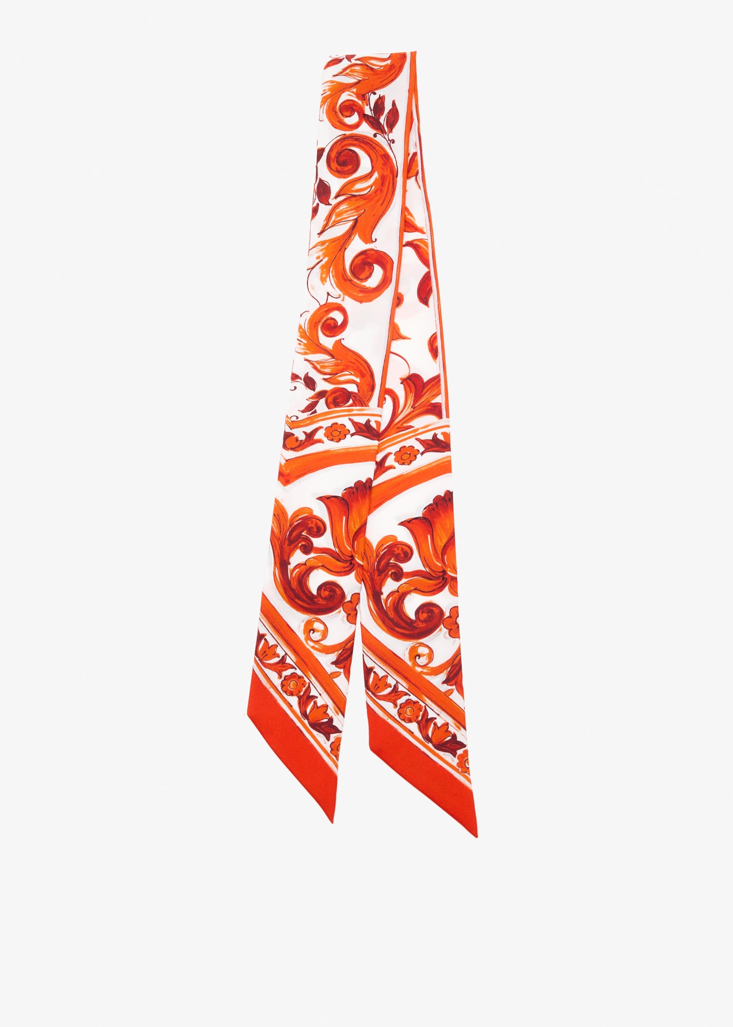 

Majolica-print silk twill scarf, Printed