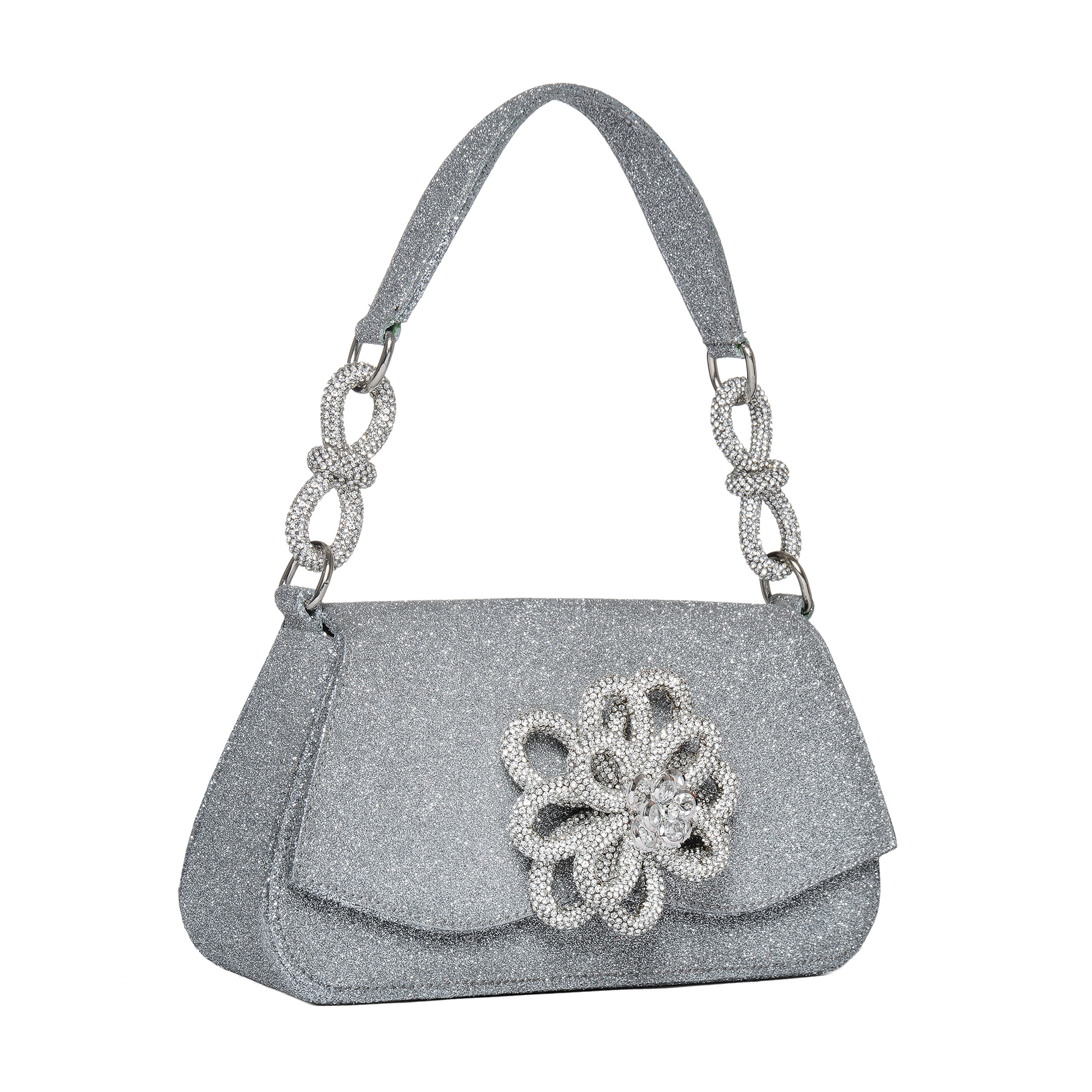 

Carrie flower medium handbag, Silver